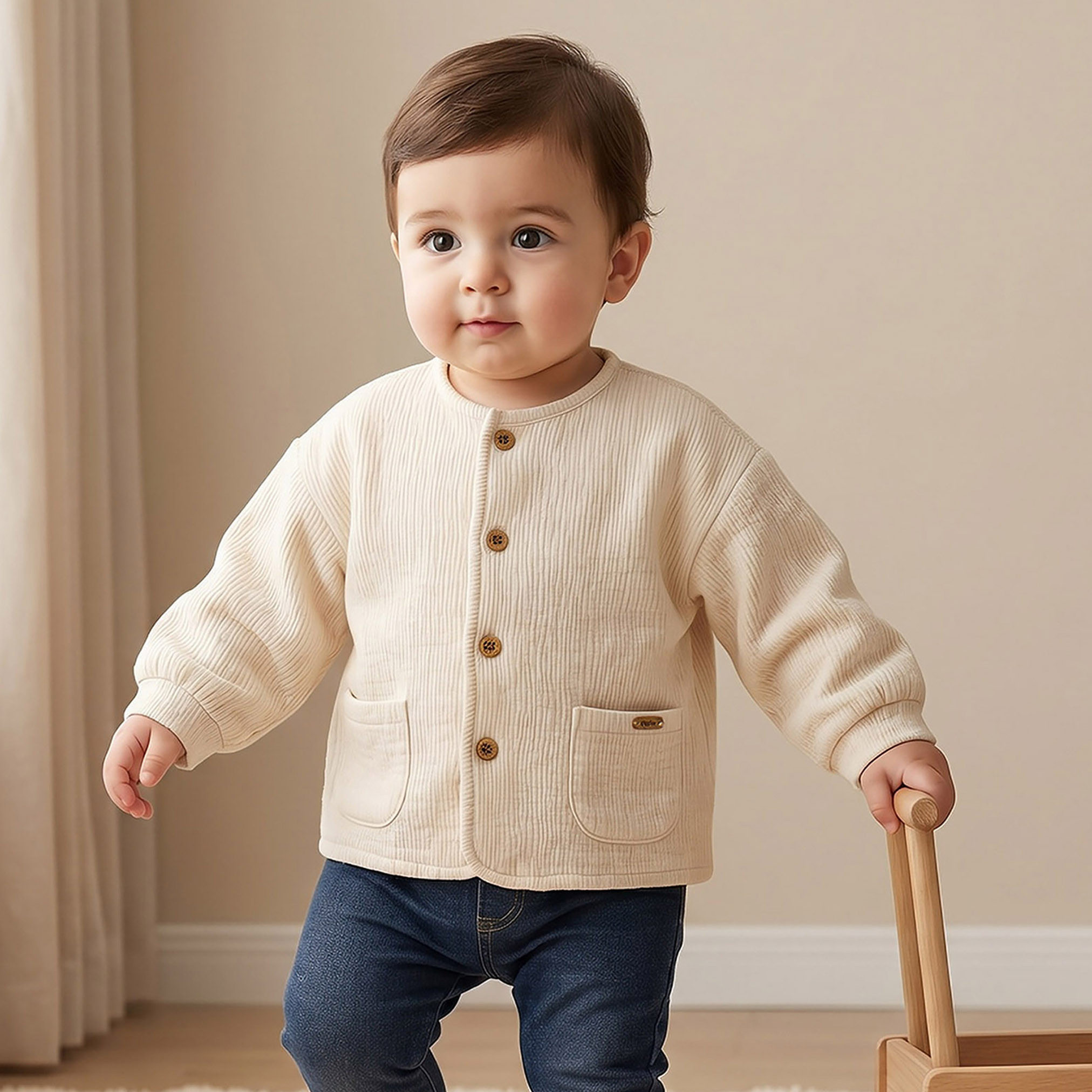 Giggles Long Sleeves Shacket with Textured Design-baby-boys-clothing-shirts-image-1