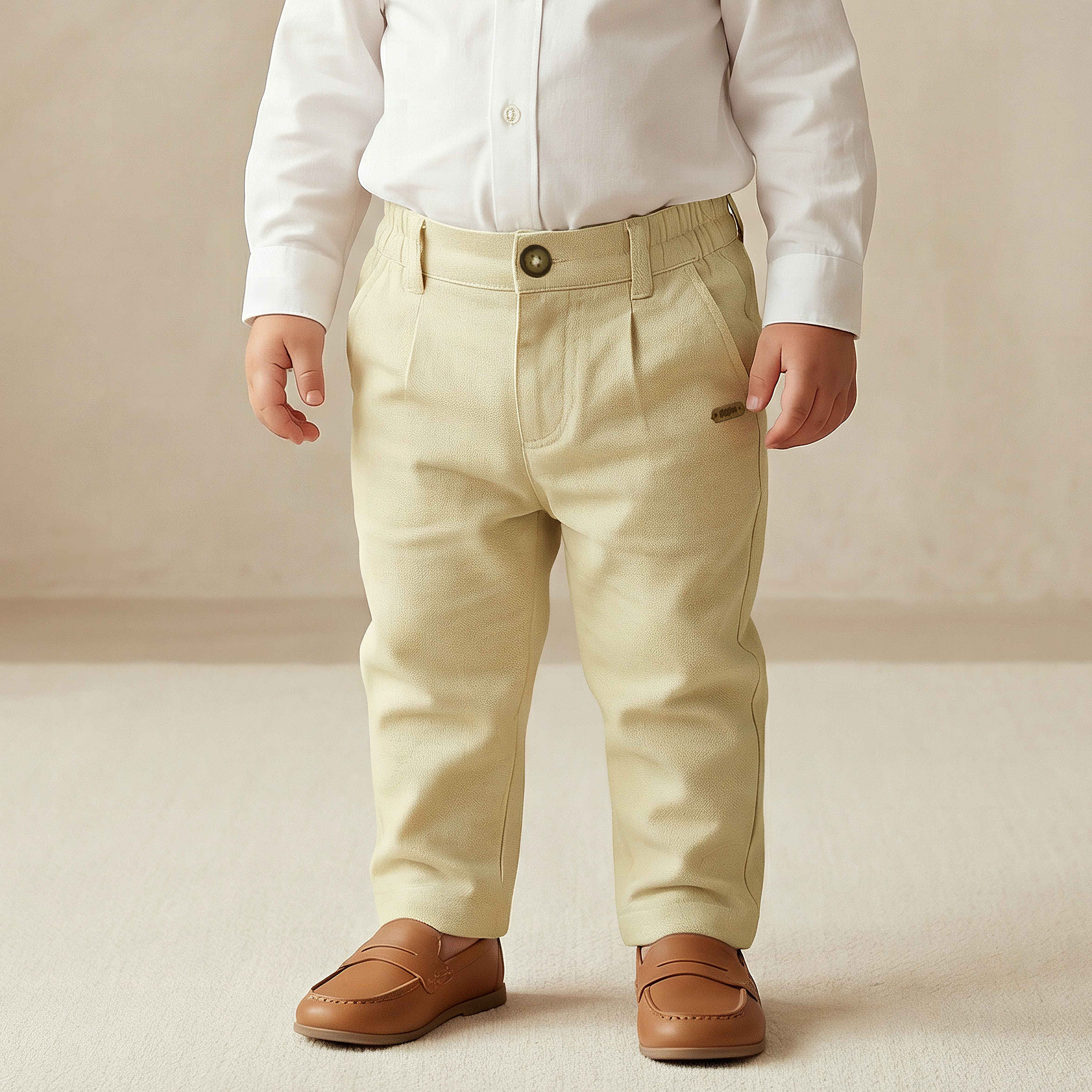 Giggles Trousers with Woven Texture, Elastic Waist-baby-boys-clothing-bottoms-trousers-image-1