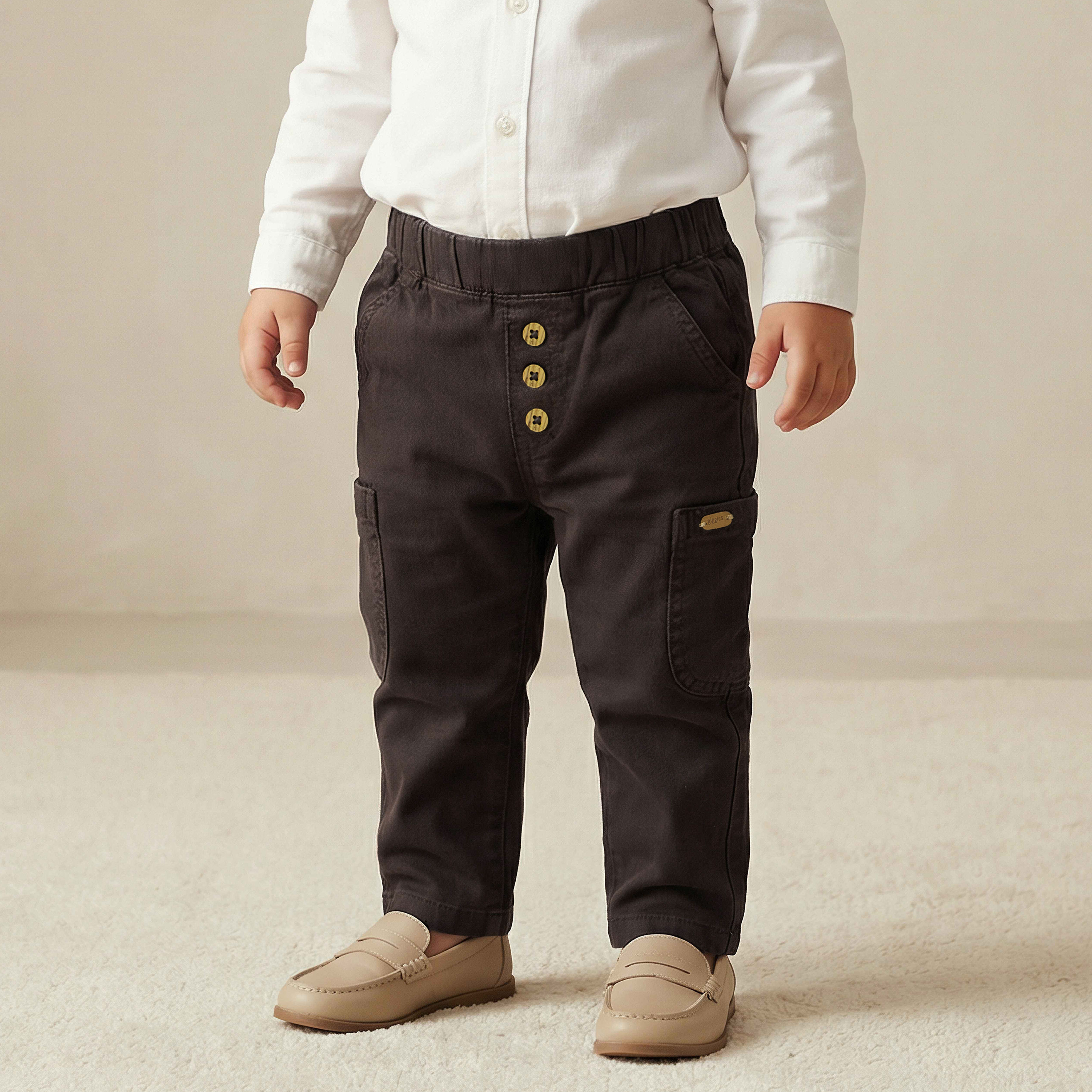 Giggles Trousers with Cargo Pockets, Elastic Waist-baby-boys-clothing-bottoms-trousers-image-1