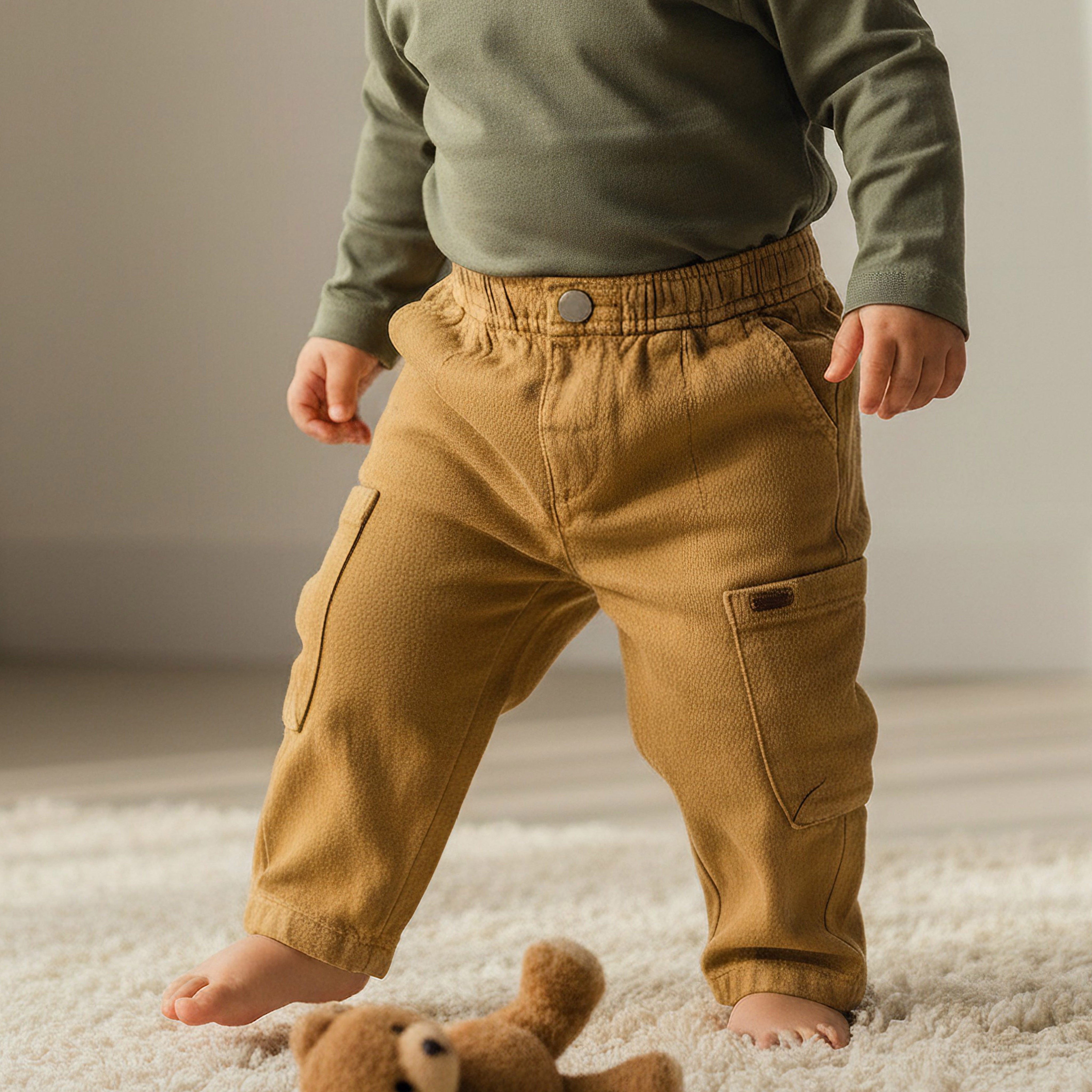 Giggles Trousers with Cargo Pockets, Elastic Waist-boys-clothing-bottoms-trousers-image-1