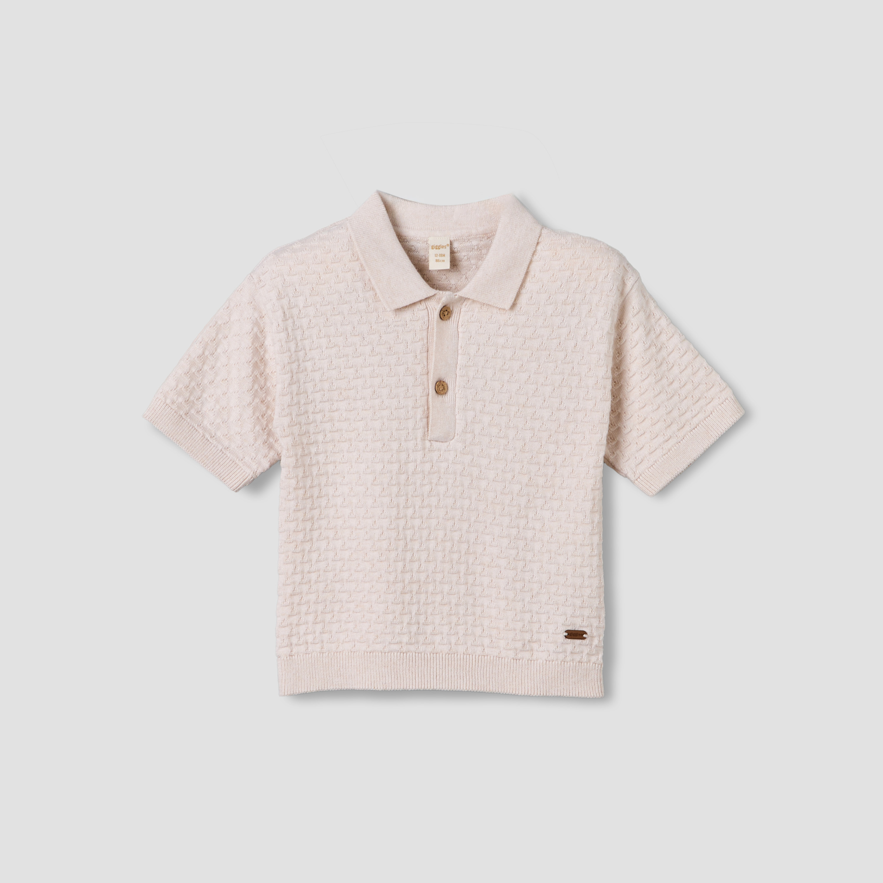 Giggles Polo Neck Short Sleeve T-shirt with Jacquard Texture-baby-boys-clothing-tshirtsandpolos-image-2