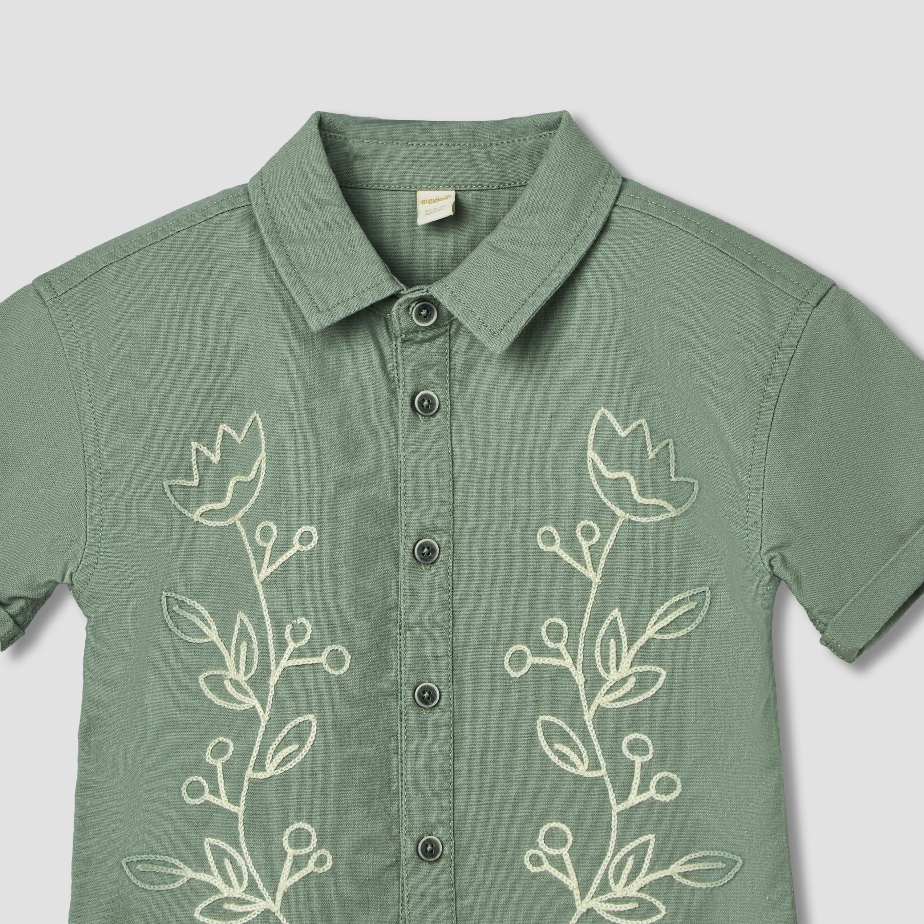Giggles Collared Short Sleeves Shirt and Shorts Set with Floral Embroidery-baby-boys-clothing-setsandcoords-image-7