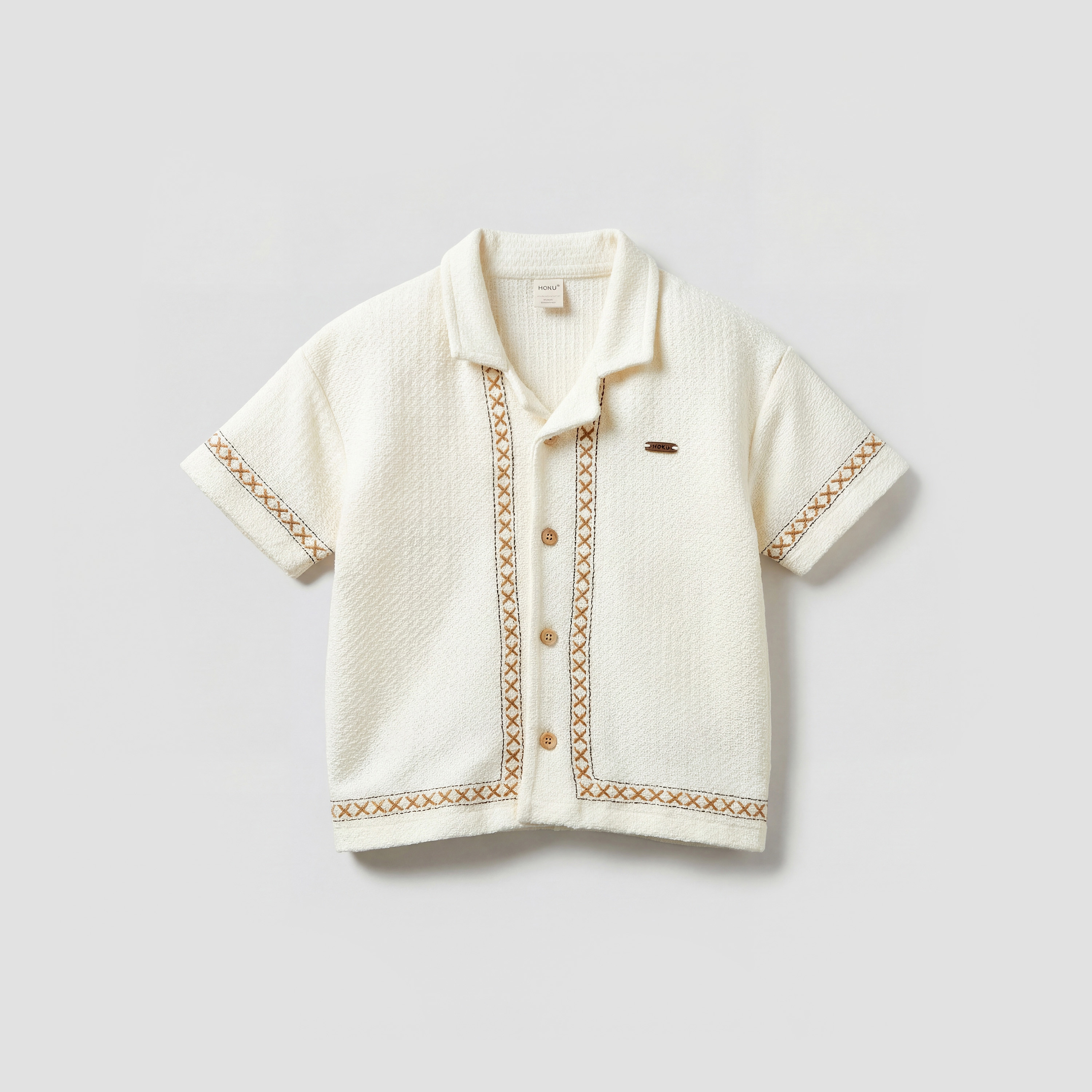 Giggles Boys Shirt and Shorts Set with Embroidered Detail - Cotton - Short Sleeves - Collar-baby-boys-clothing-setsandcoords-image-2
