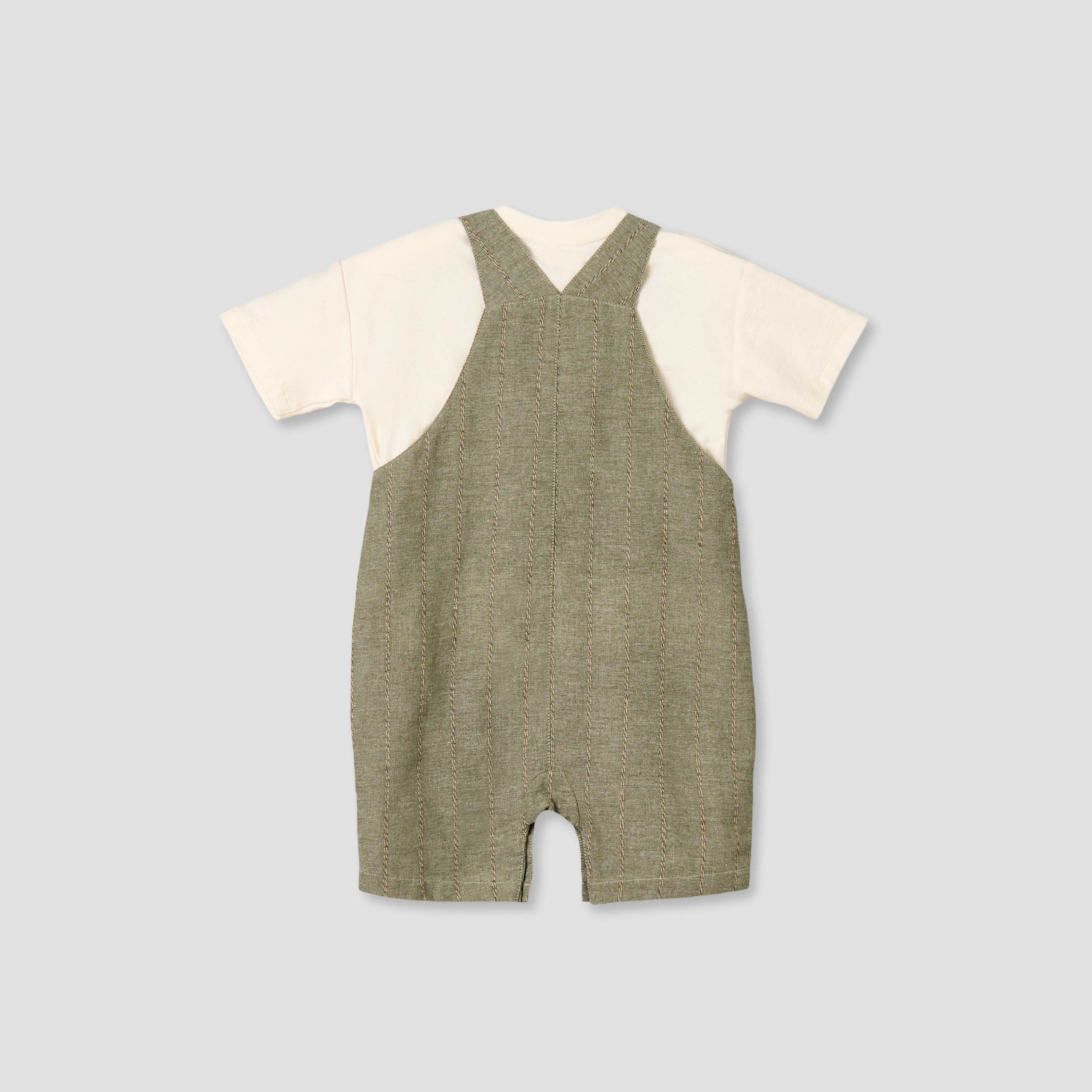 Giggles Crew Neck Short Sleeves T-shirt and Dungaree Set with Snap Button Closure-baby-boys-clothing-setsandcoords-image-3