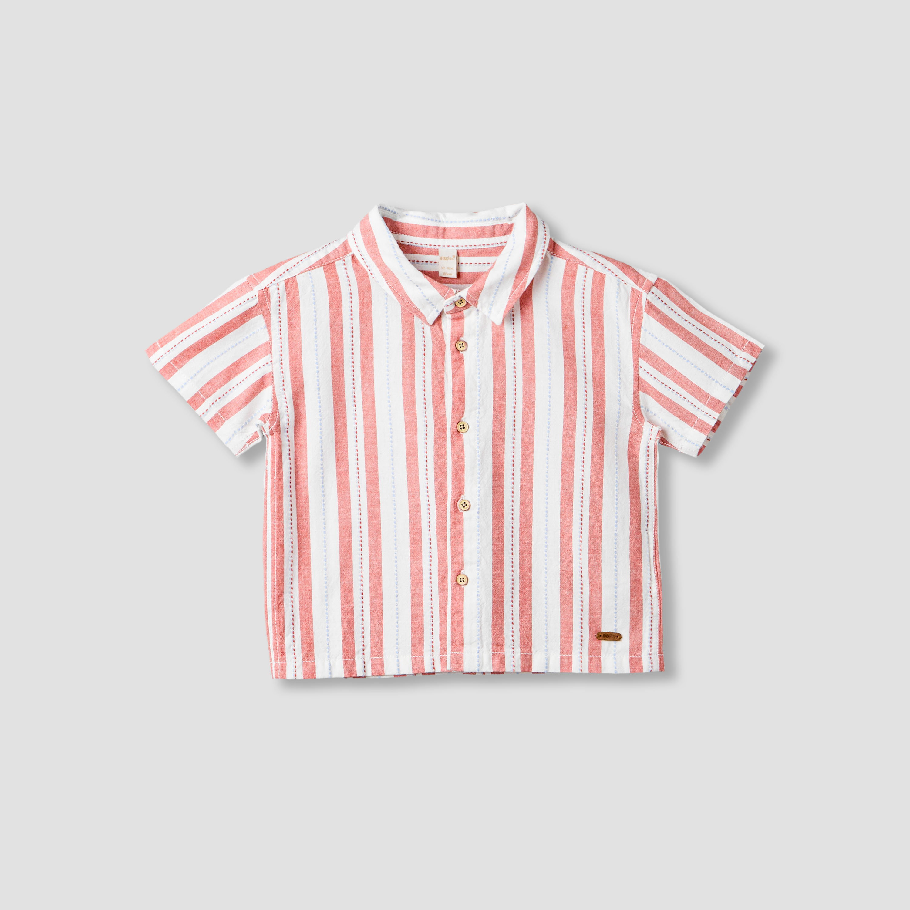 Giggles Collared Short Sleeve Shirt and Shorts Set with Stripes-baby-boys-clothing-setsandcoords-image-3