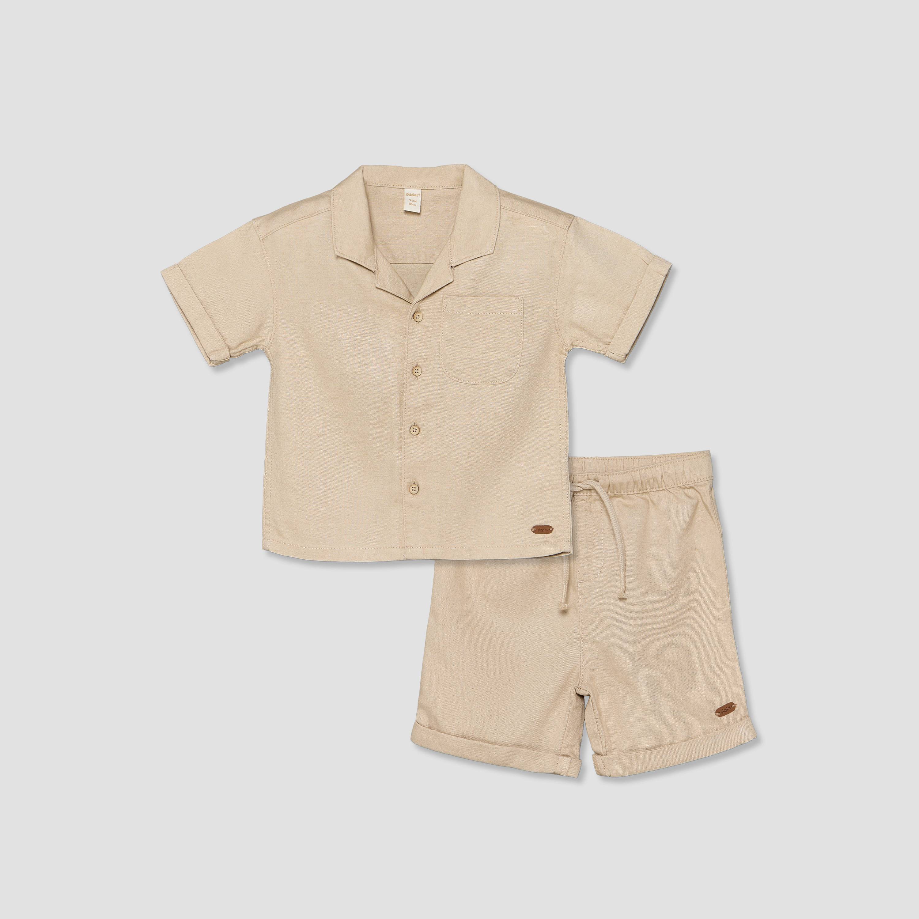 Giggles Collared Short Sleeves Shirt and Shorts Set with Chest Pocket-baby-boys-clothing-setsandcoords-image-1