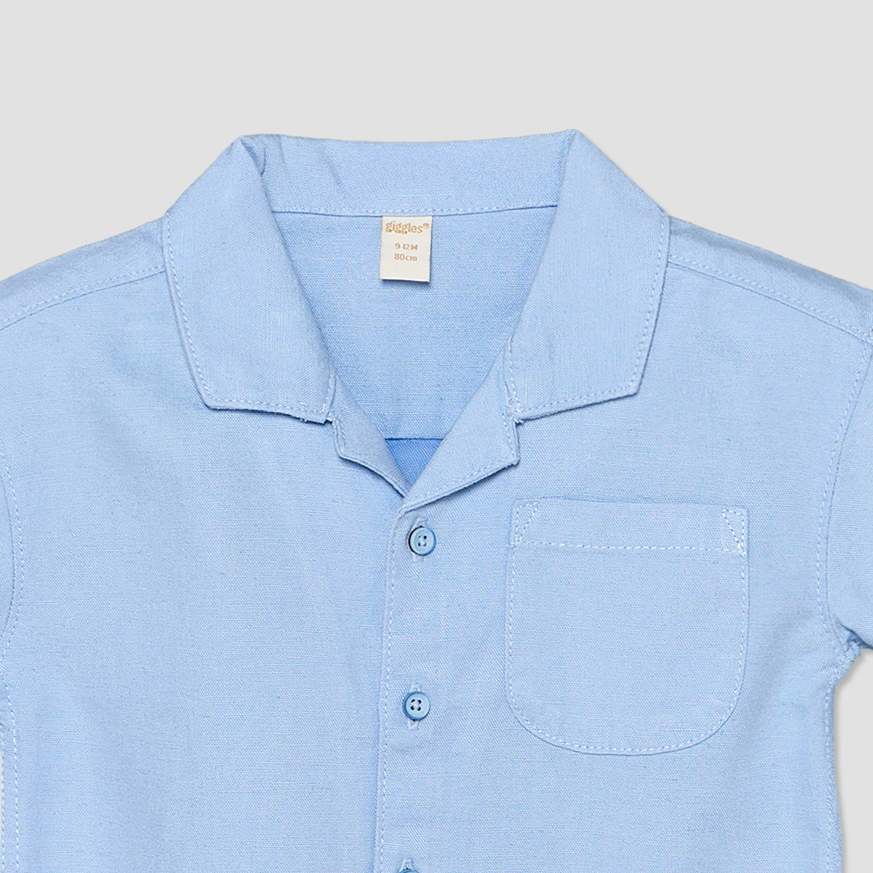 طقم شورت وقميص بأكمام قصيرة بتصميم سادة وياقة كامب من جيجلز-baby-boys-clothing-setsandcoords-image-5