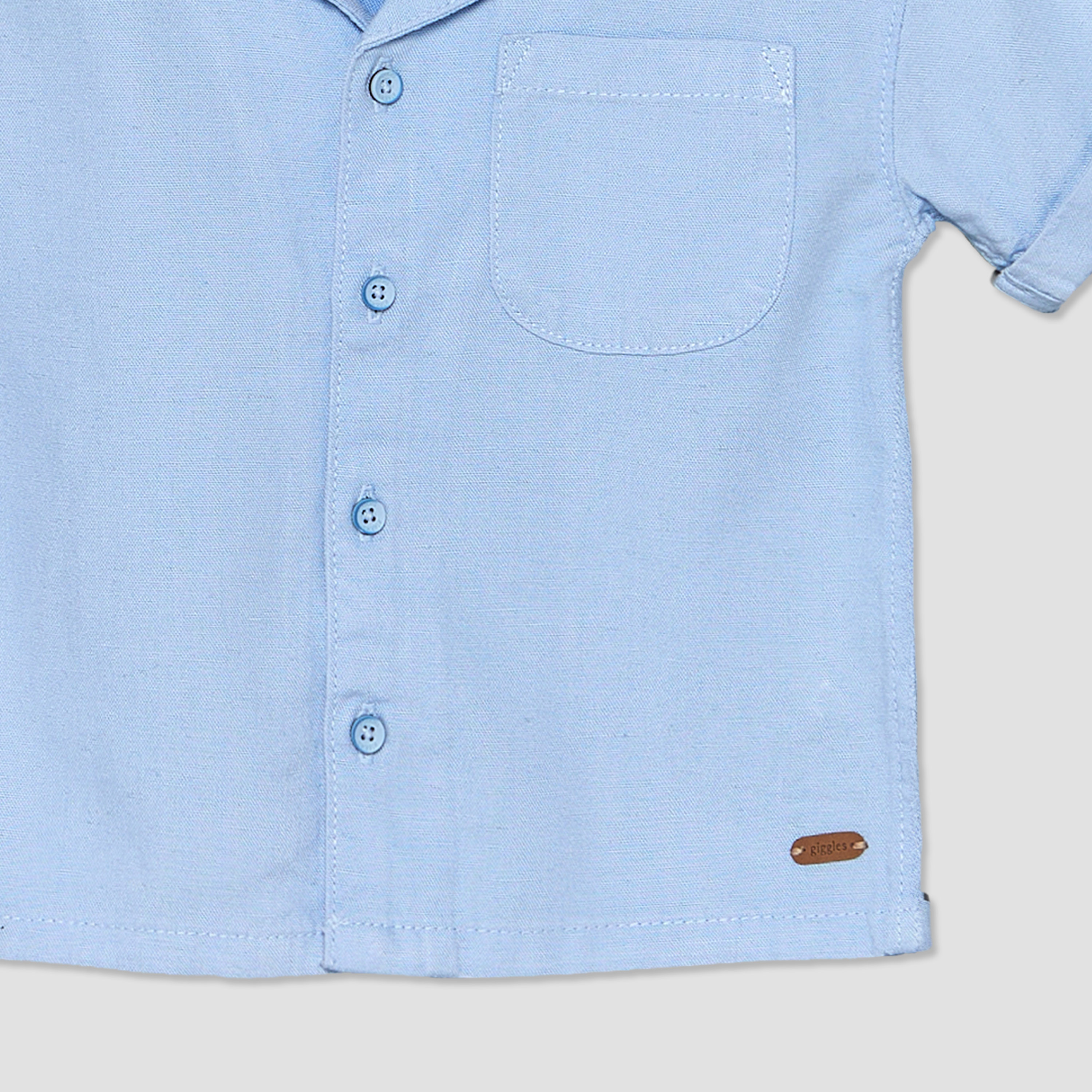 طقم شورت وقميص بأكمام قصيرة بتصميم سادة وياقة كامب من جيجلز-baby-boys-clothing-setsandcoords-image-6