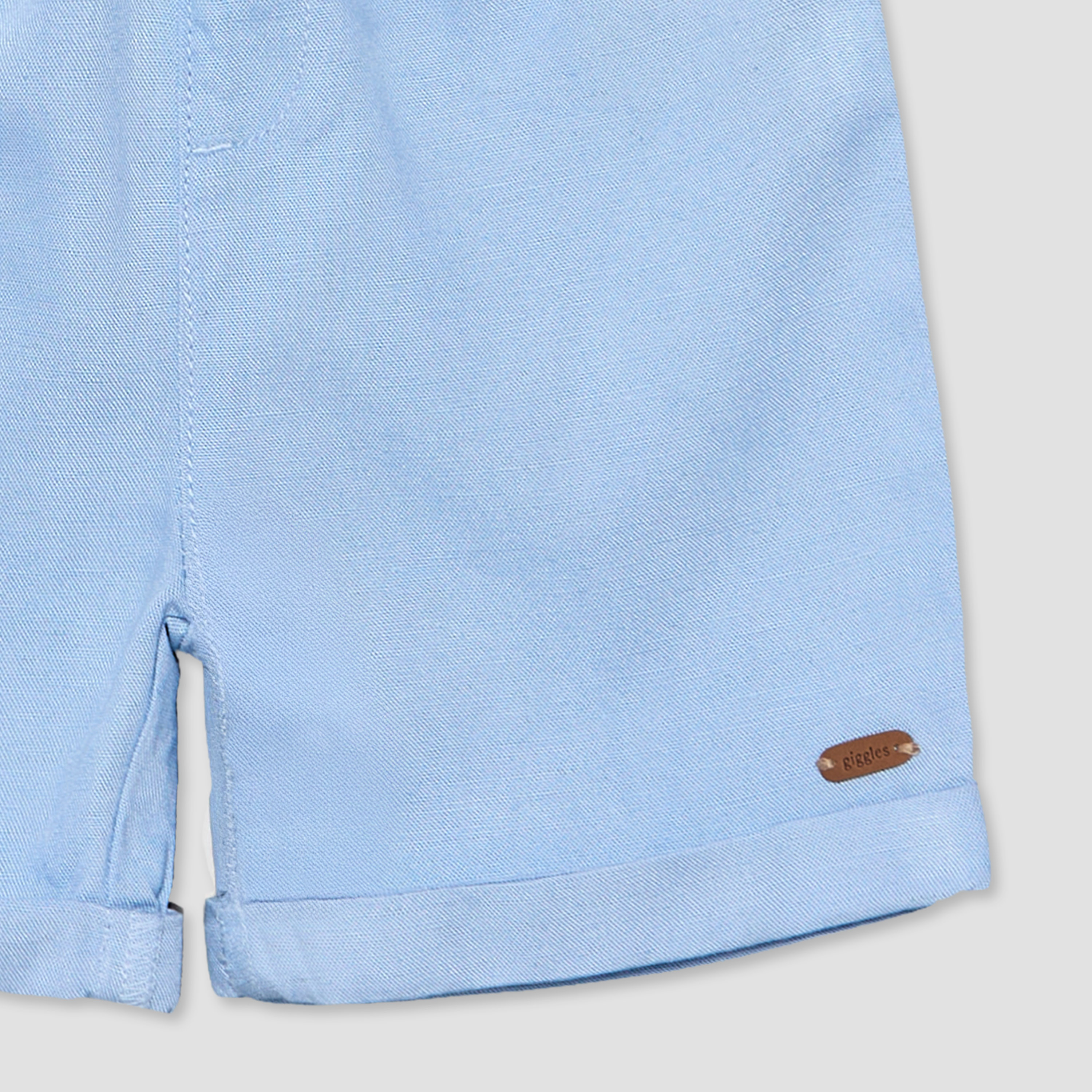 طقم شورت وقميص بأكمام قصيرة بتصميم سادة وياقة كامب من جيجلز-baby-boys-clothing-setsandcoords-image-8