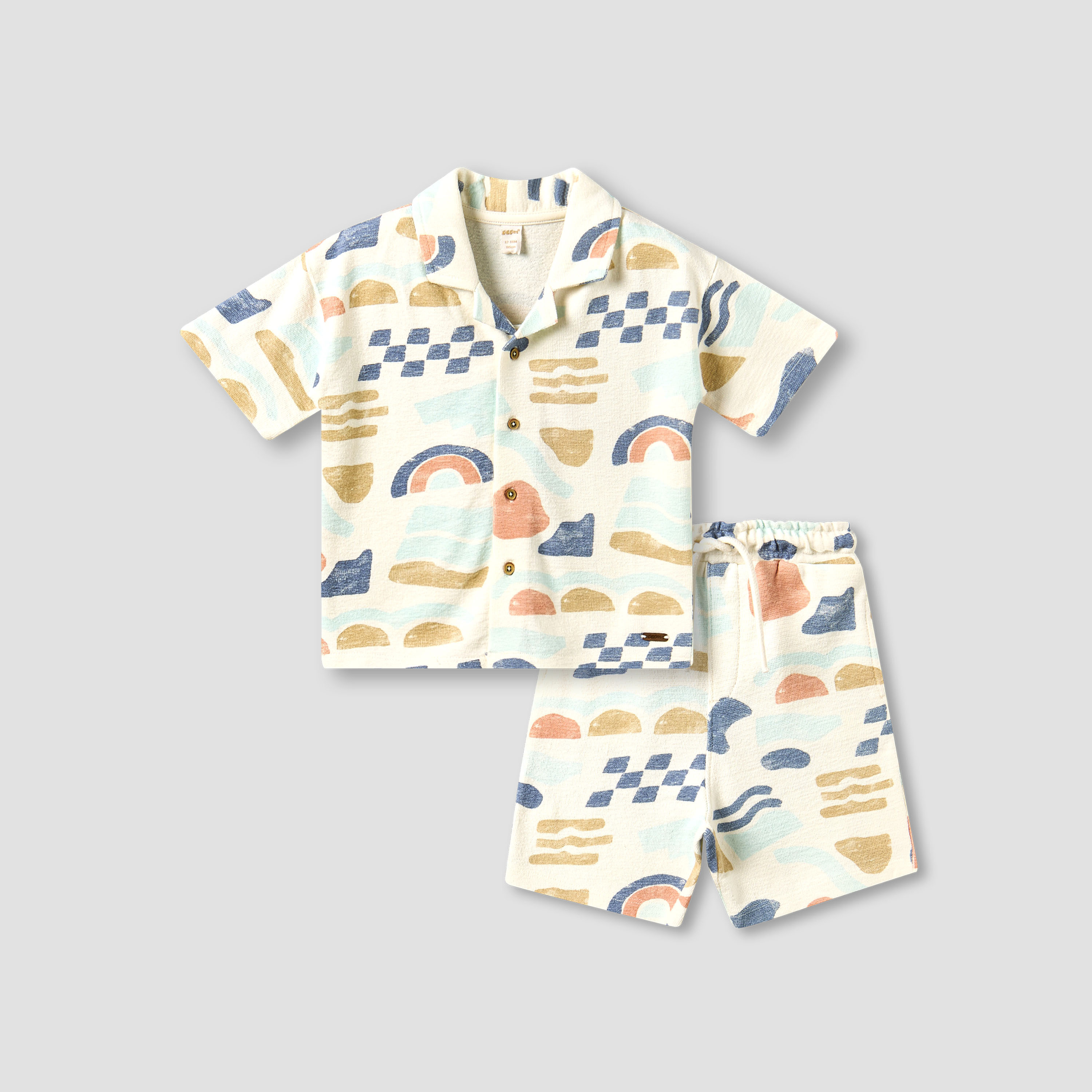 Giggles Collared Short Sleeves Shirt and Shorts Set with Abstract Print-baby-boys-clothing-setsandcoords-image-2