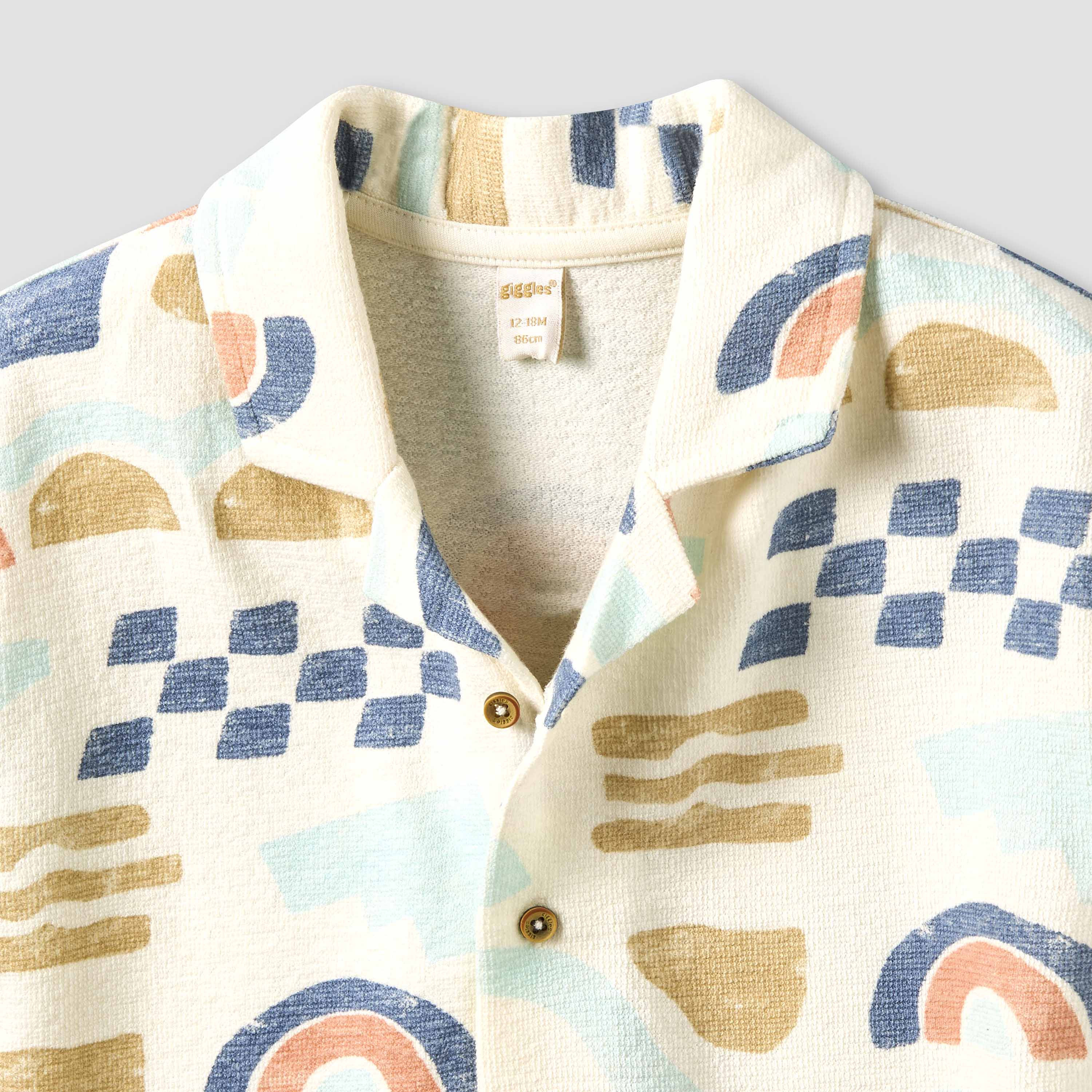 Giggles Collared Short Sleeves Shirt and Shorts Set with Abstract Print-baby-boys-clothing-setsandcoords-image-7