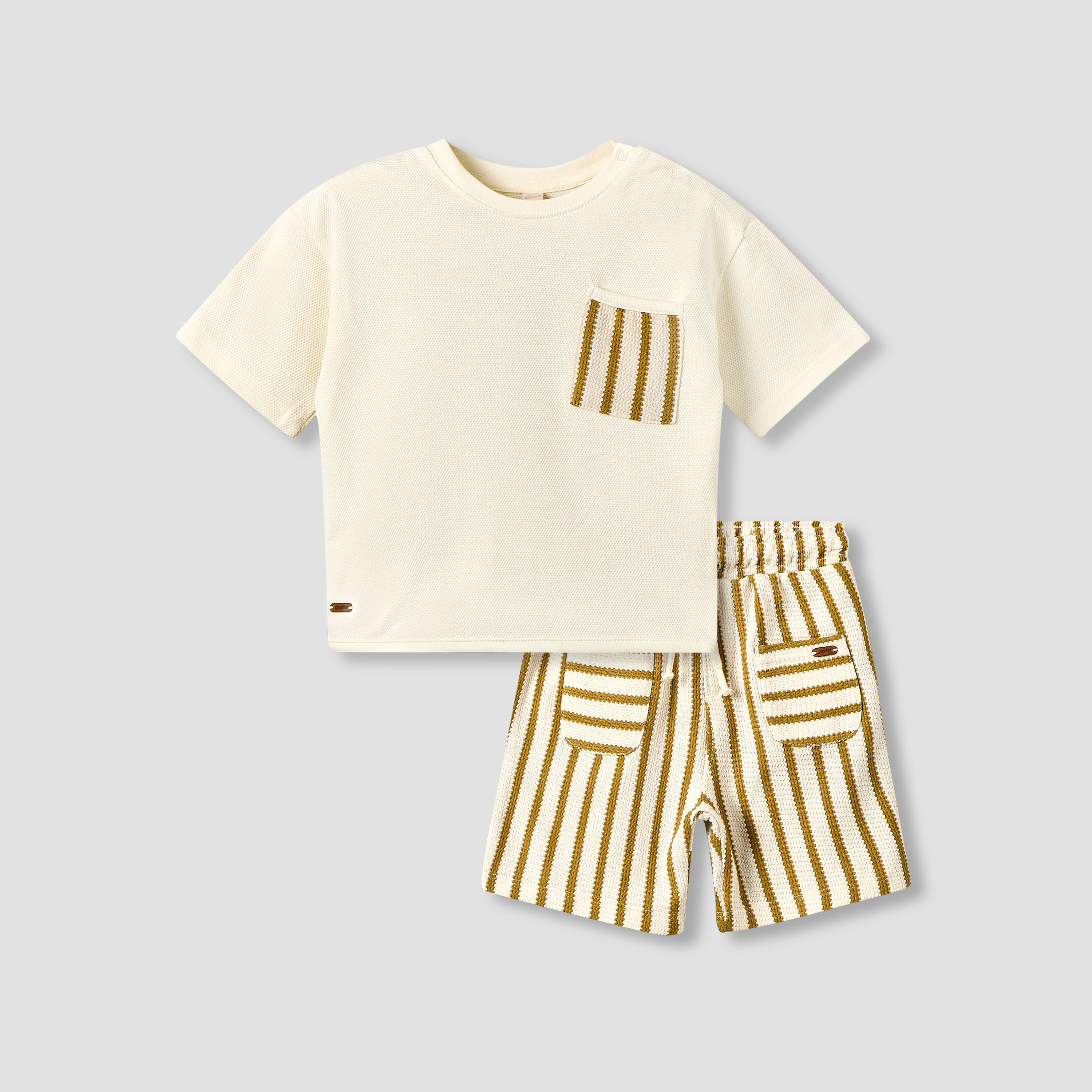 Giggles Crew Neck Short Sleeve T-shirt and Shorts Set with Button Closure-baby-boys-clothing-setsandcoords-image-1