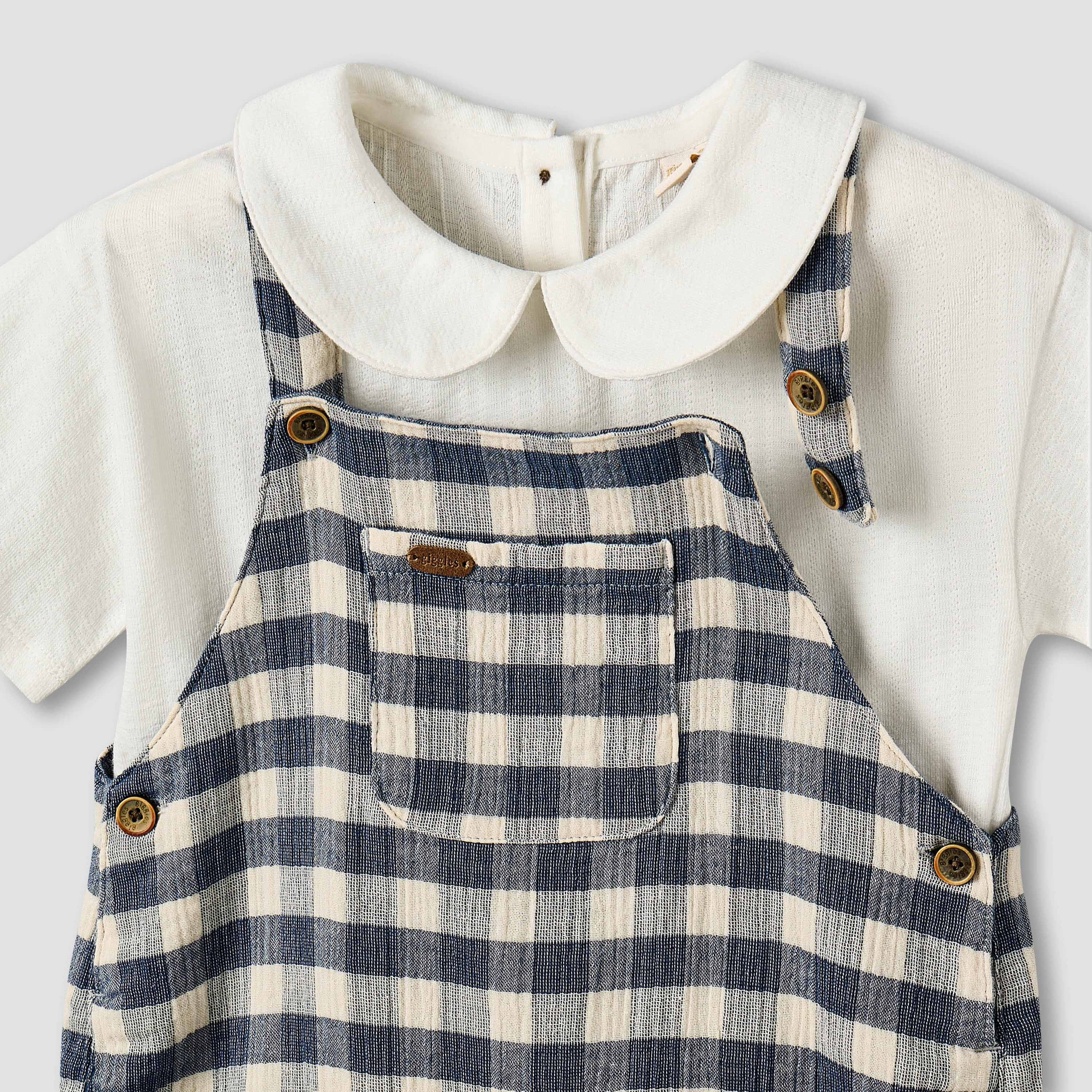 Giggles Collared Short Sleeve Top and Dungaree Set with Button Closure-baby-boys-clothing-setsandcoords-image-7