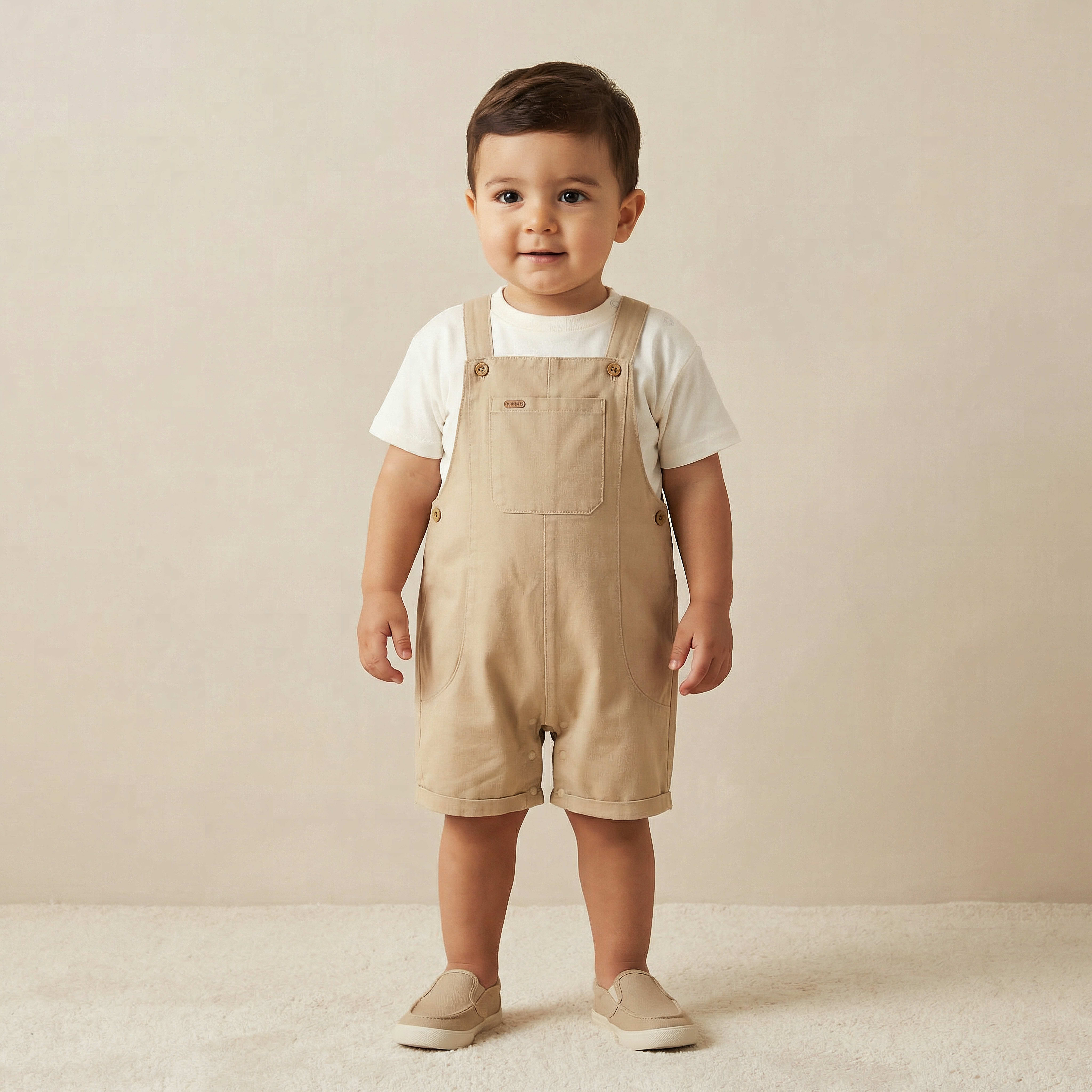 طقم دنغري وتيشيرت بياقة ضيقة وأكمام قصيرة وجيوب من جيجلز-baby-boys-clothing-setsandcoords-image-1