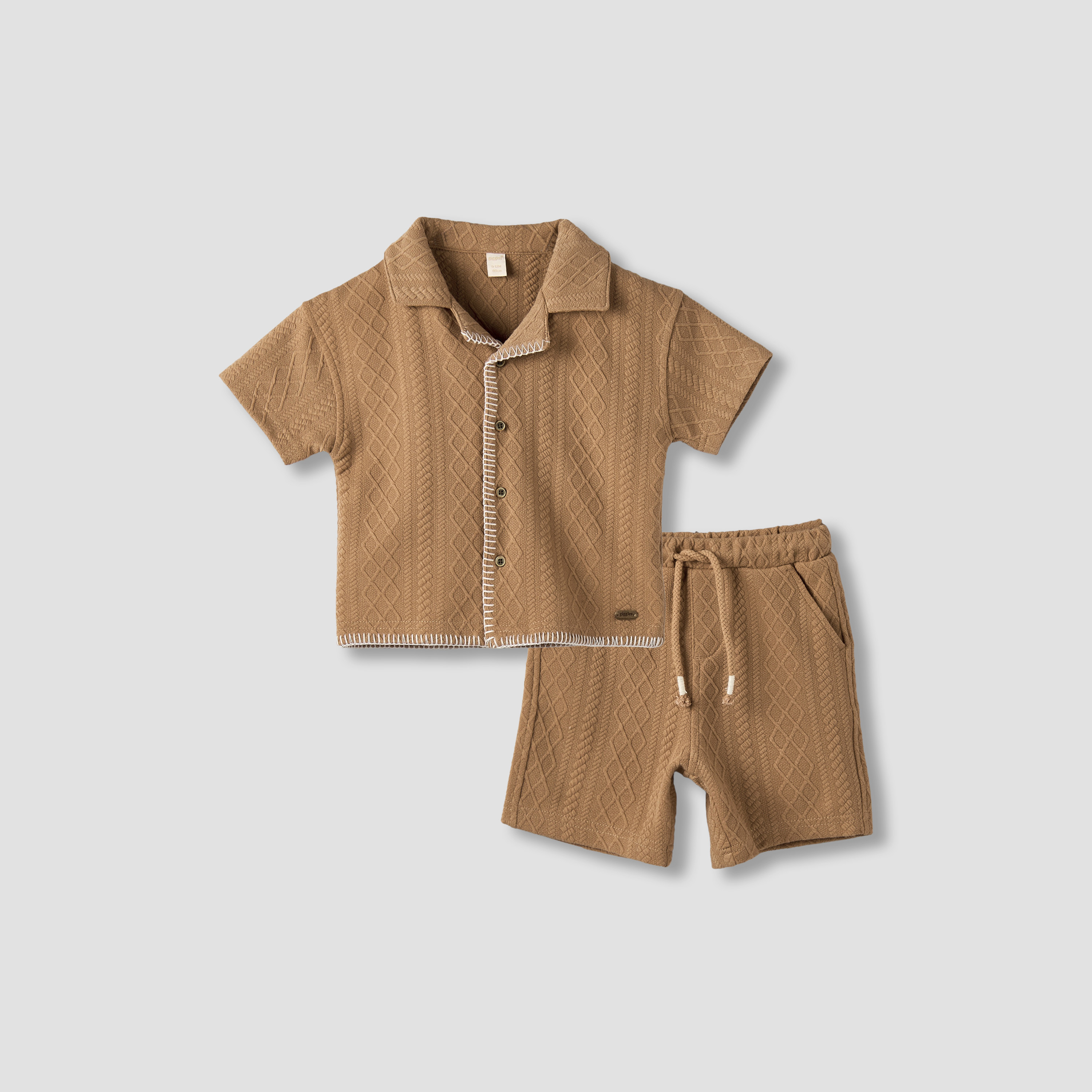 طقم شورت برباط إغلاق وقميص بياقة كامب وأكمام قصيرة من جيجلز-baby-boys-clothing-setsandcoords-image-2