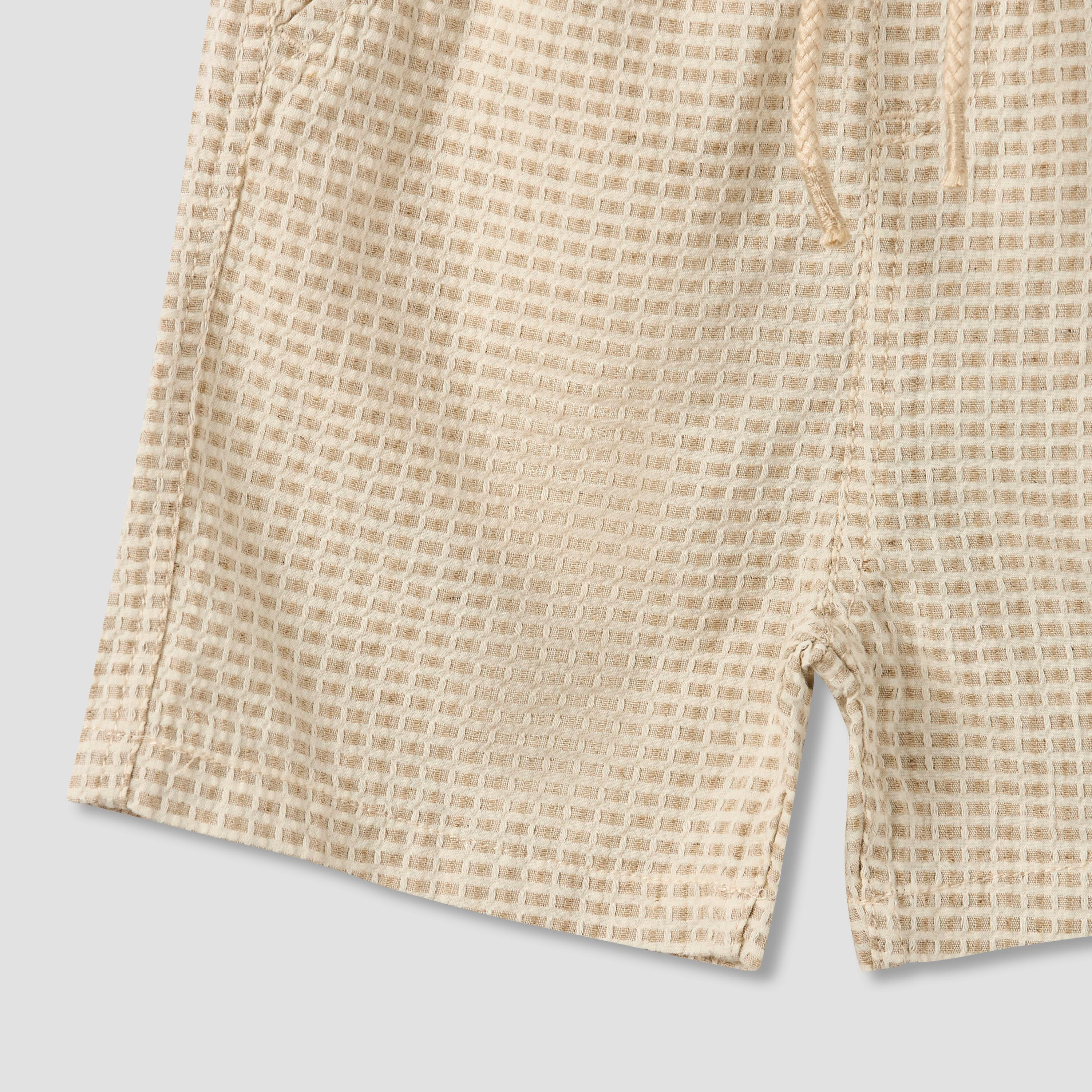 طقم شورت وقميص وافل بارز الملمس بياقة عادية وأكمام قصيرة من جيجلز-baby-boys-clothing-setsandcoords-image-10