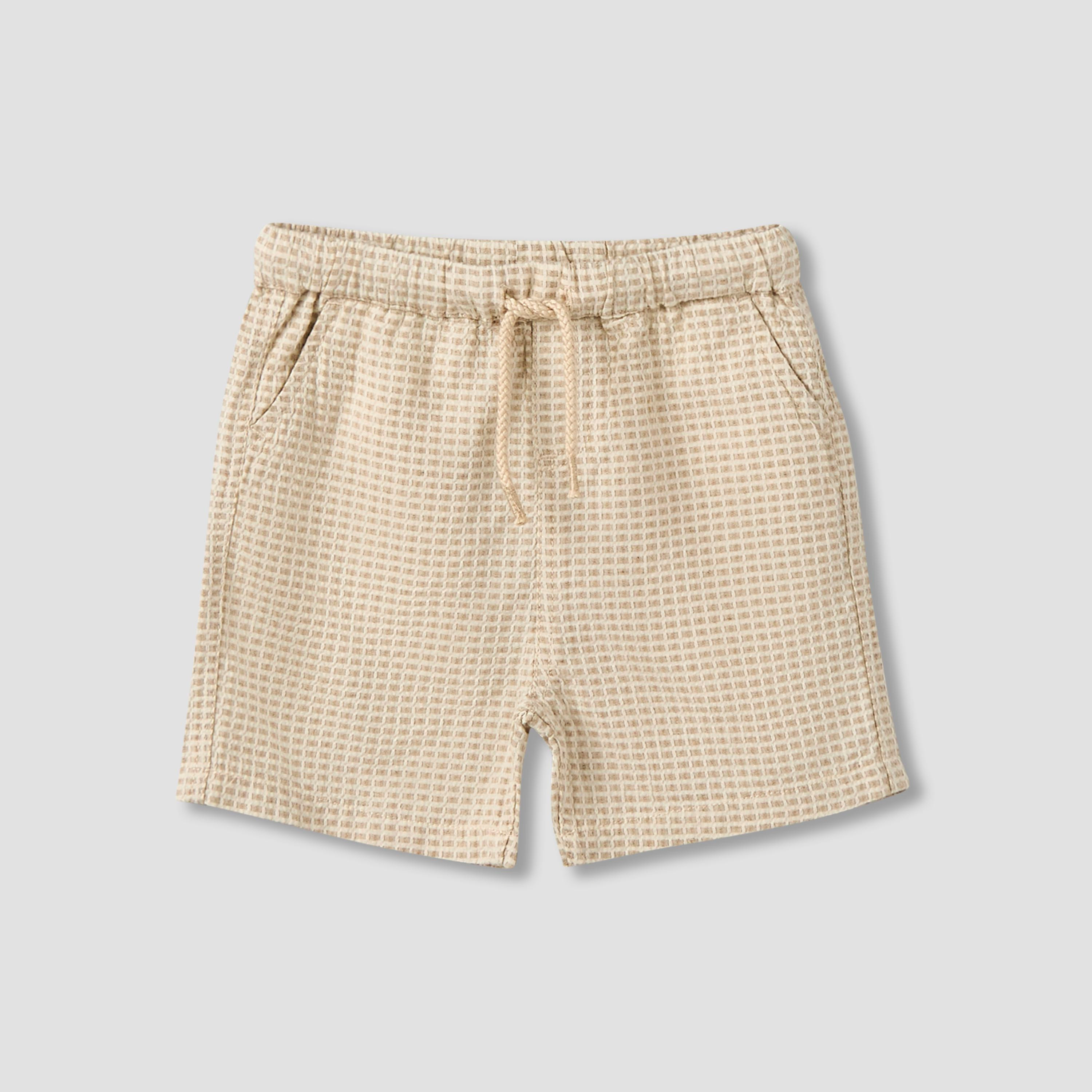 طقم شورت وقميص وافل بارز الملمس بياقة عادية وأكمام قصيرة من جيجلز-baby-boys-clothing-setsandcoords-image-4