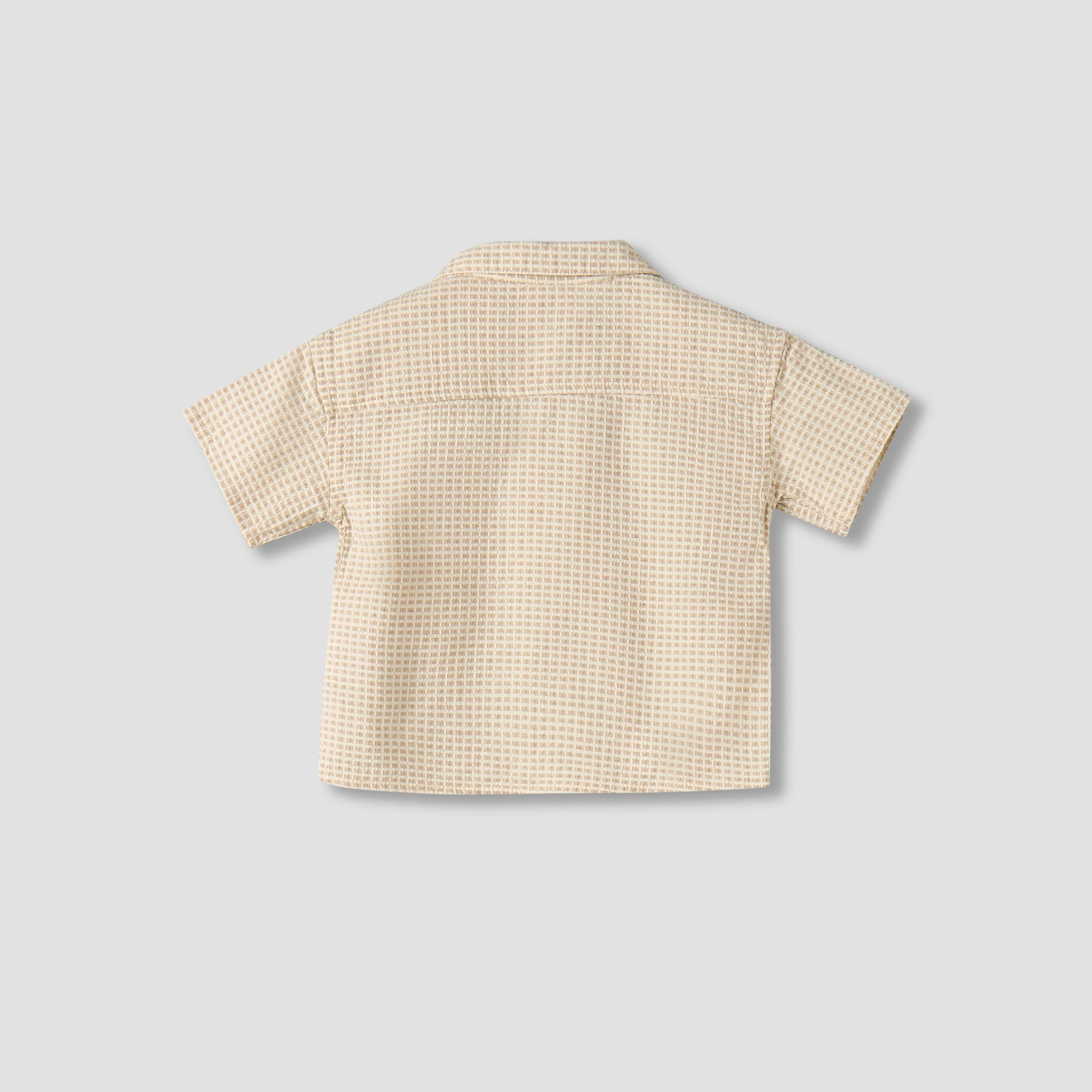 طقم شورت وقميص وافل بارز الملمس بياقة عادية وأكمام قصيرة من جيجلز-baby-boys-clothing-setsandcoords-image-5