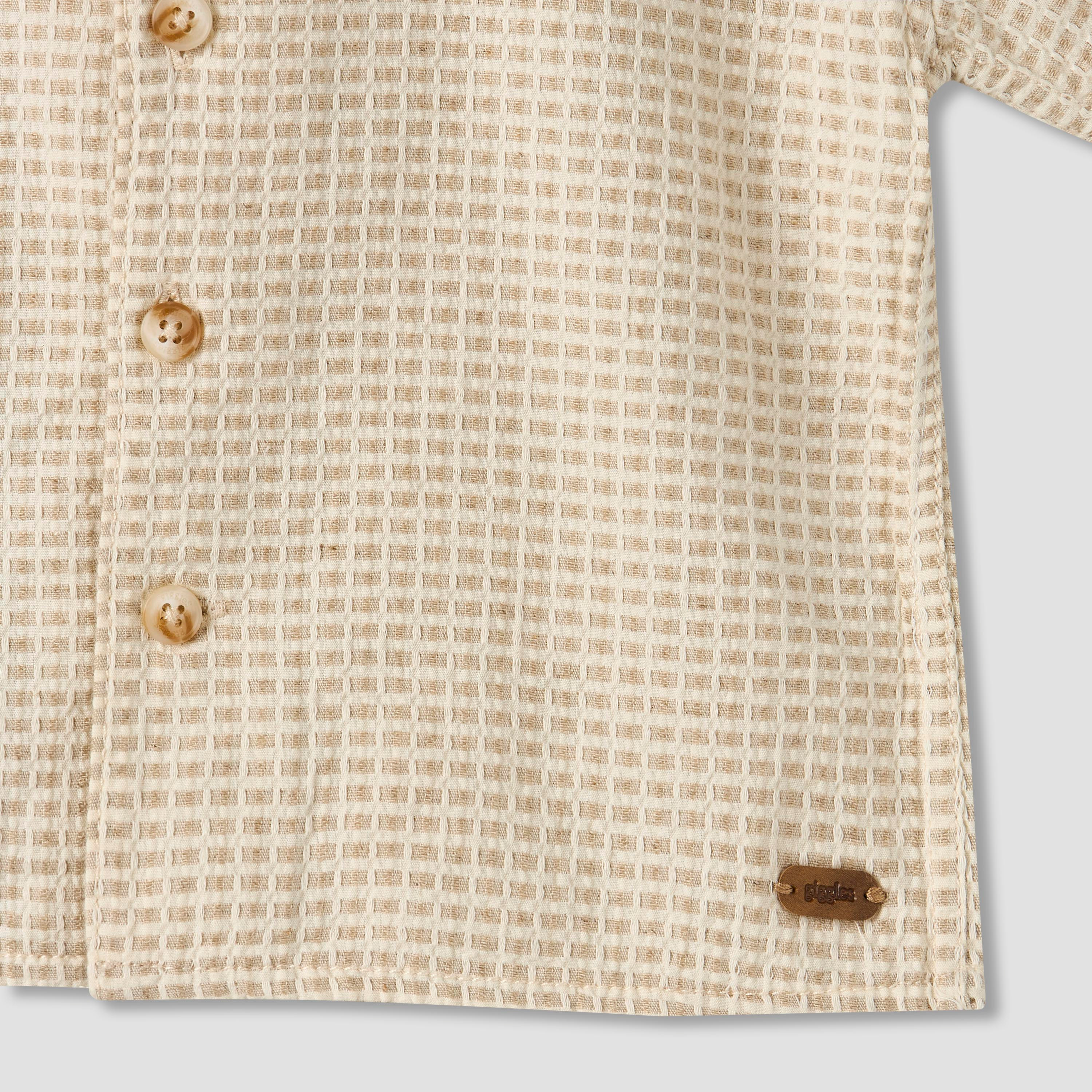 طقم شورت وقميص وافل بارز الملمس بياقة عادية وأكمام قصيرة من جيجلز-baby-boys-clothing-setsandcoords-image-8