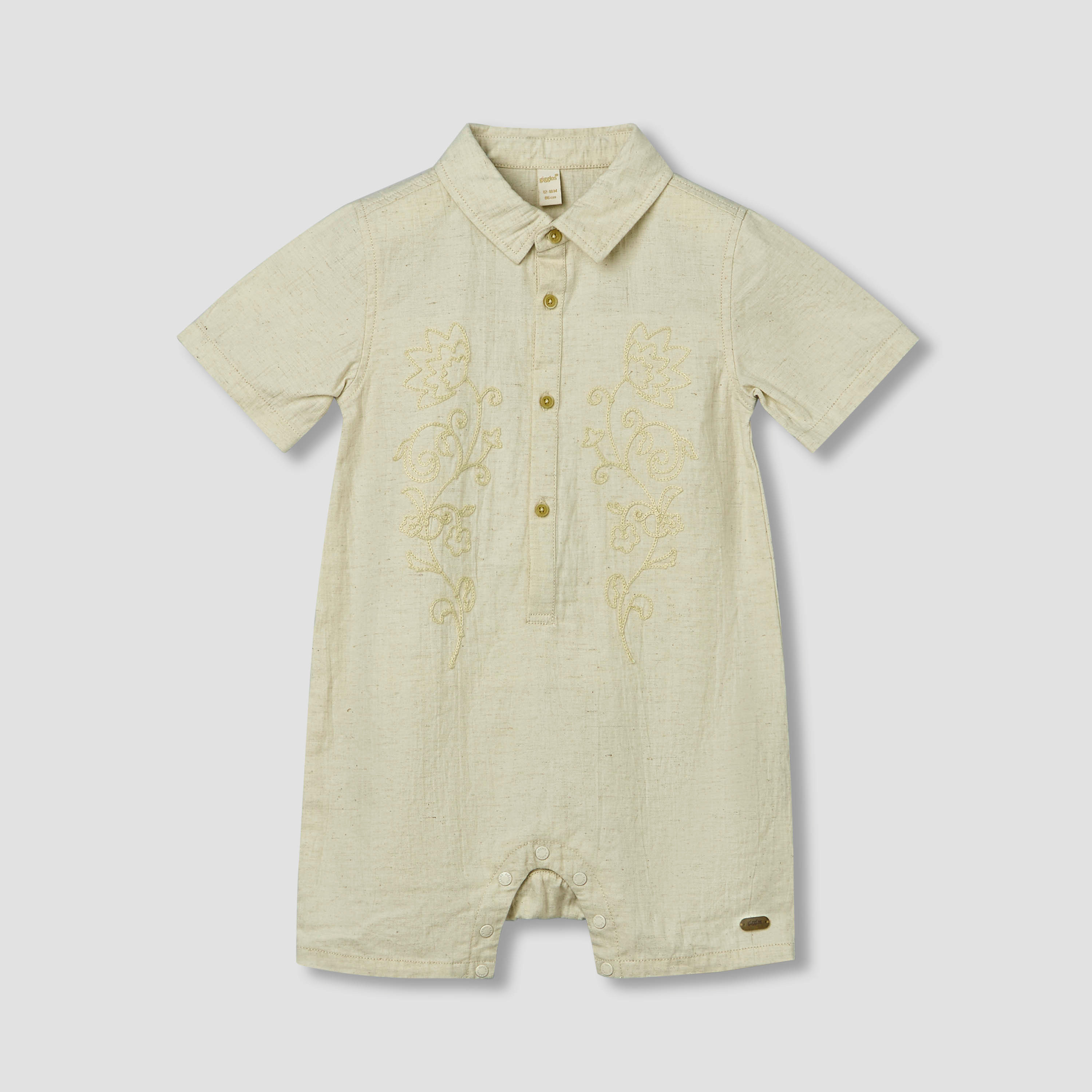 Giggles Collared Short Sleeves Romper with Embroidery-baby-boys-clothing-rompers-image-2