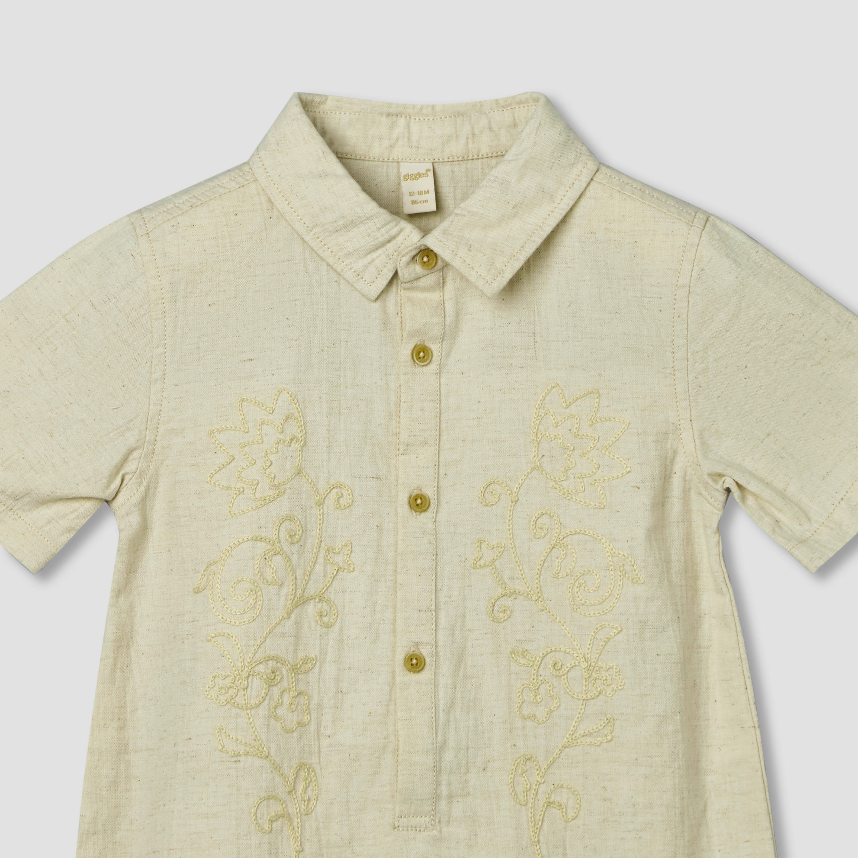 Giggles Collared Short Sleeves Romper with Embroidery-baby-boys-clothing-rompers-image-4