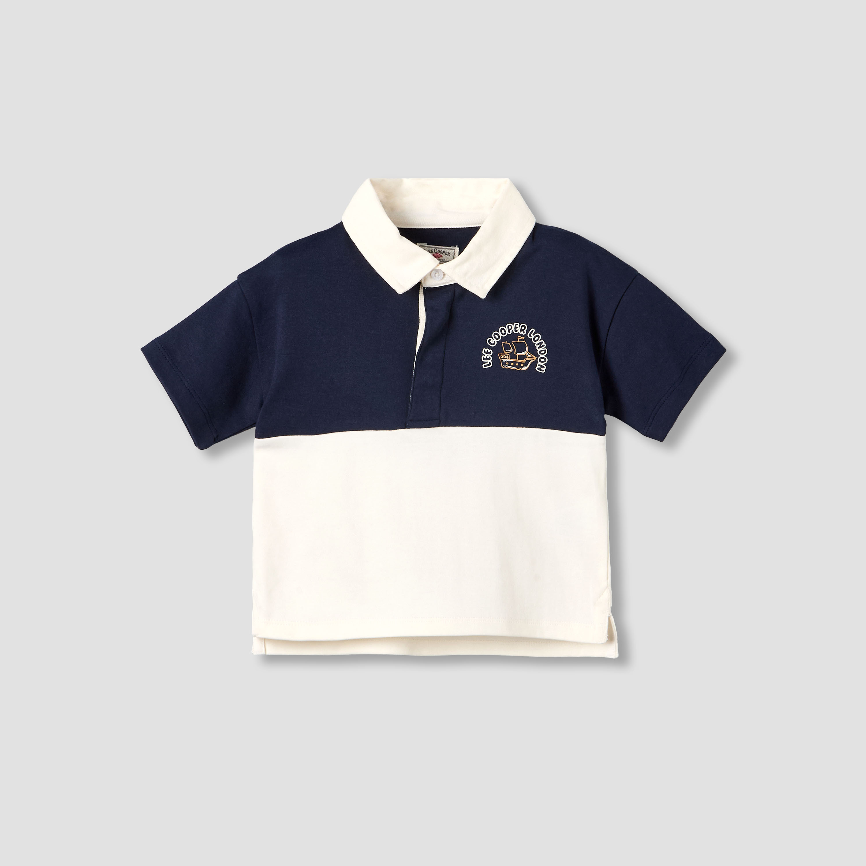 Lee Cooper Collared Short Sleeve Polo T-shirt with Colourblock Design-baby-boys-clothing-tshirtsandpolos-image-2