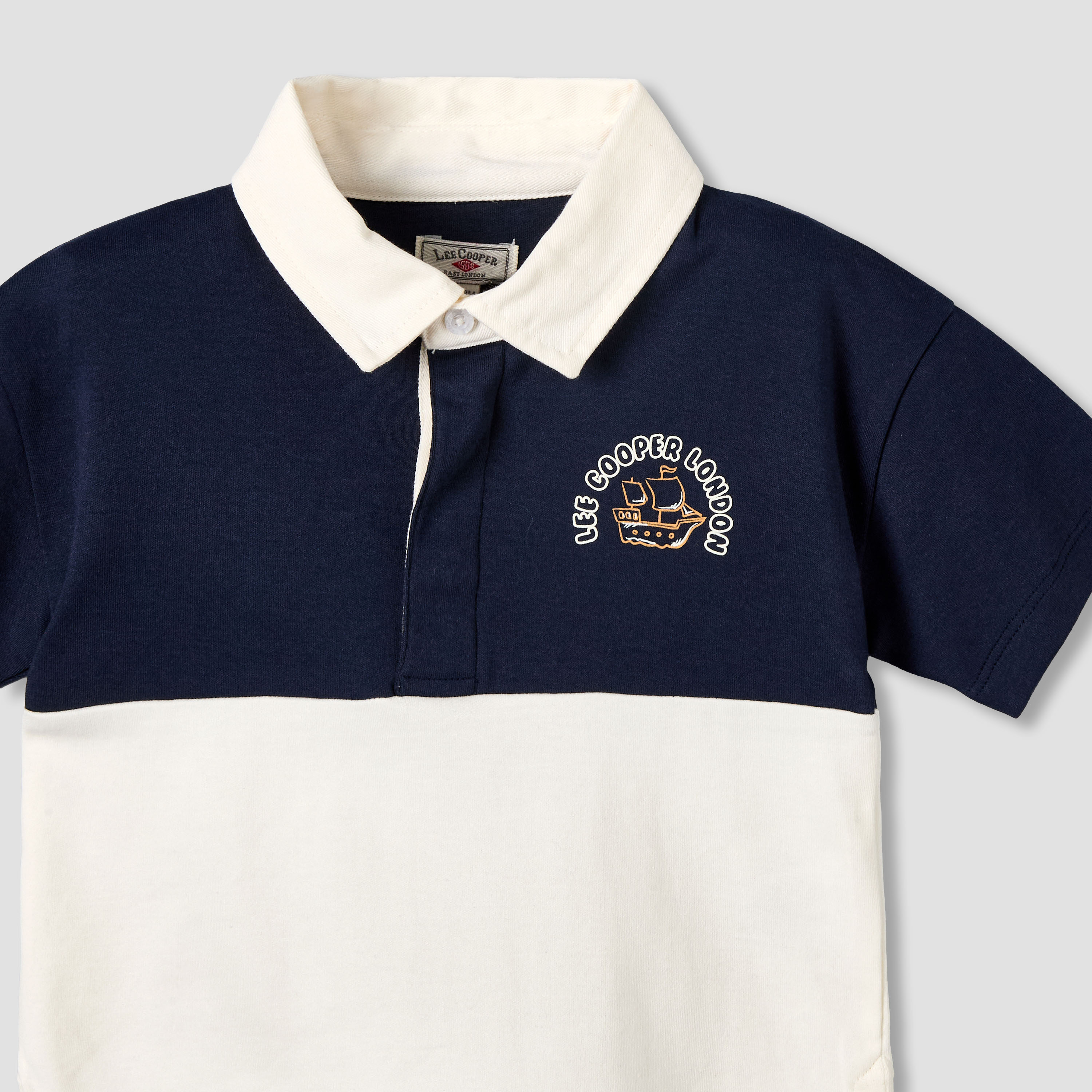 Lee Cooper Collared Short Sleeve Polo T-shirt with Colourblock Design-baby-boys-clothing-tshirtsandpolos-image-4