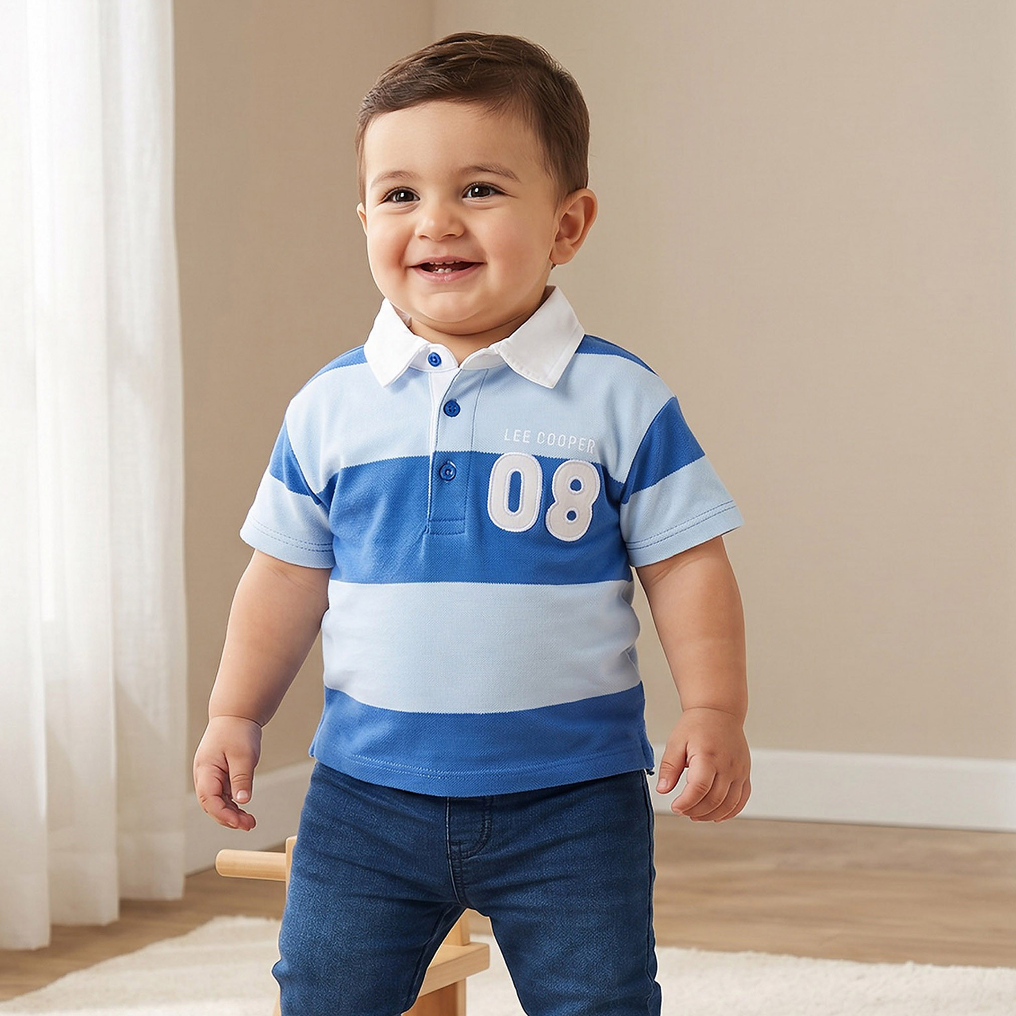 Lee Cooper Collared Short Sleeves T-shirt with Stripes-baby-boys-clothing-tshirtsandpolos-image-1