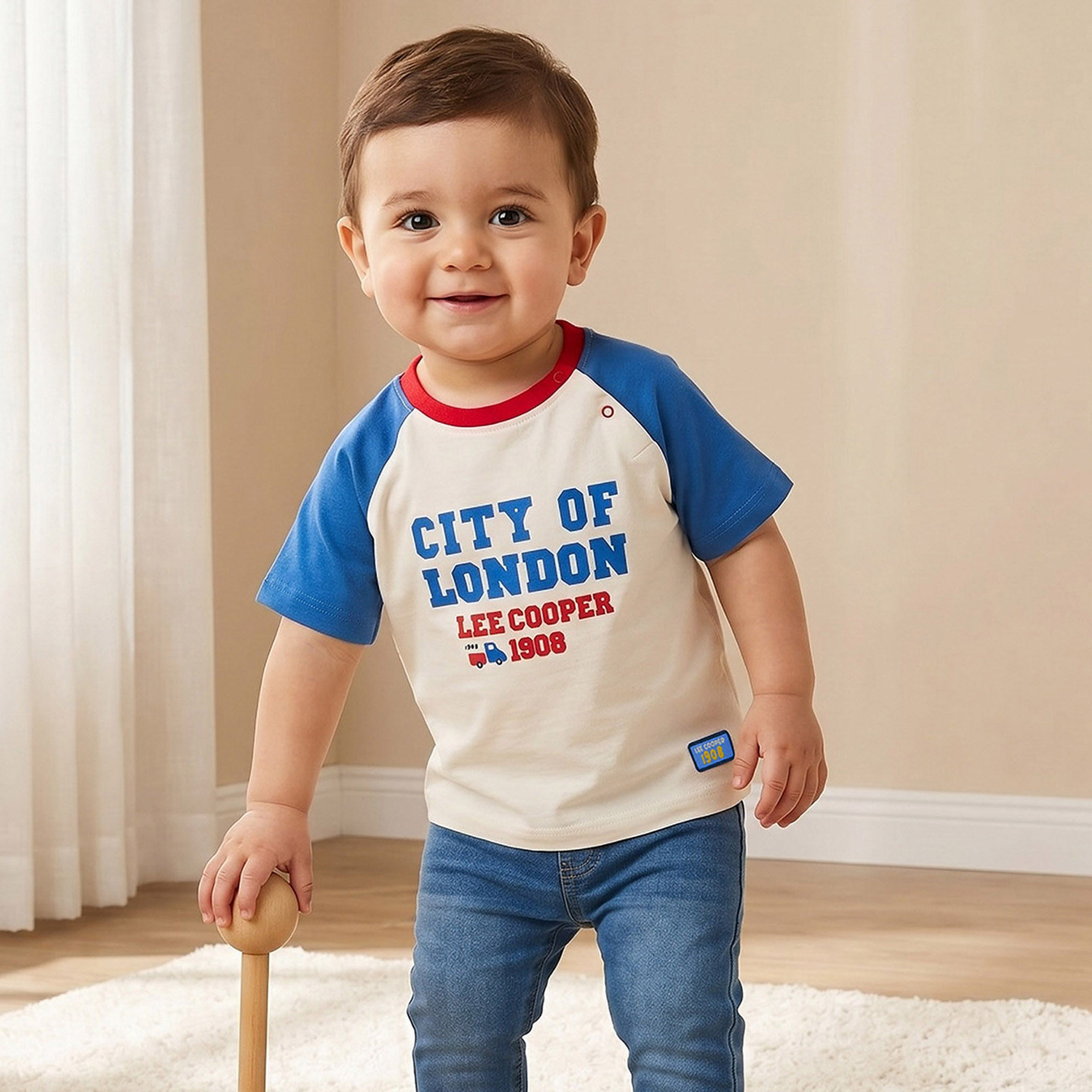 Lee Cooper Crew Neck Short Sleeves T-shirt with Typographic Print-baby-boys-clothing-tshirtsandpolos-image-1