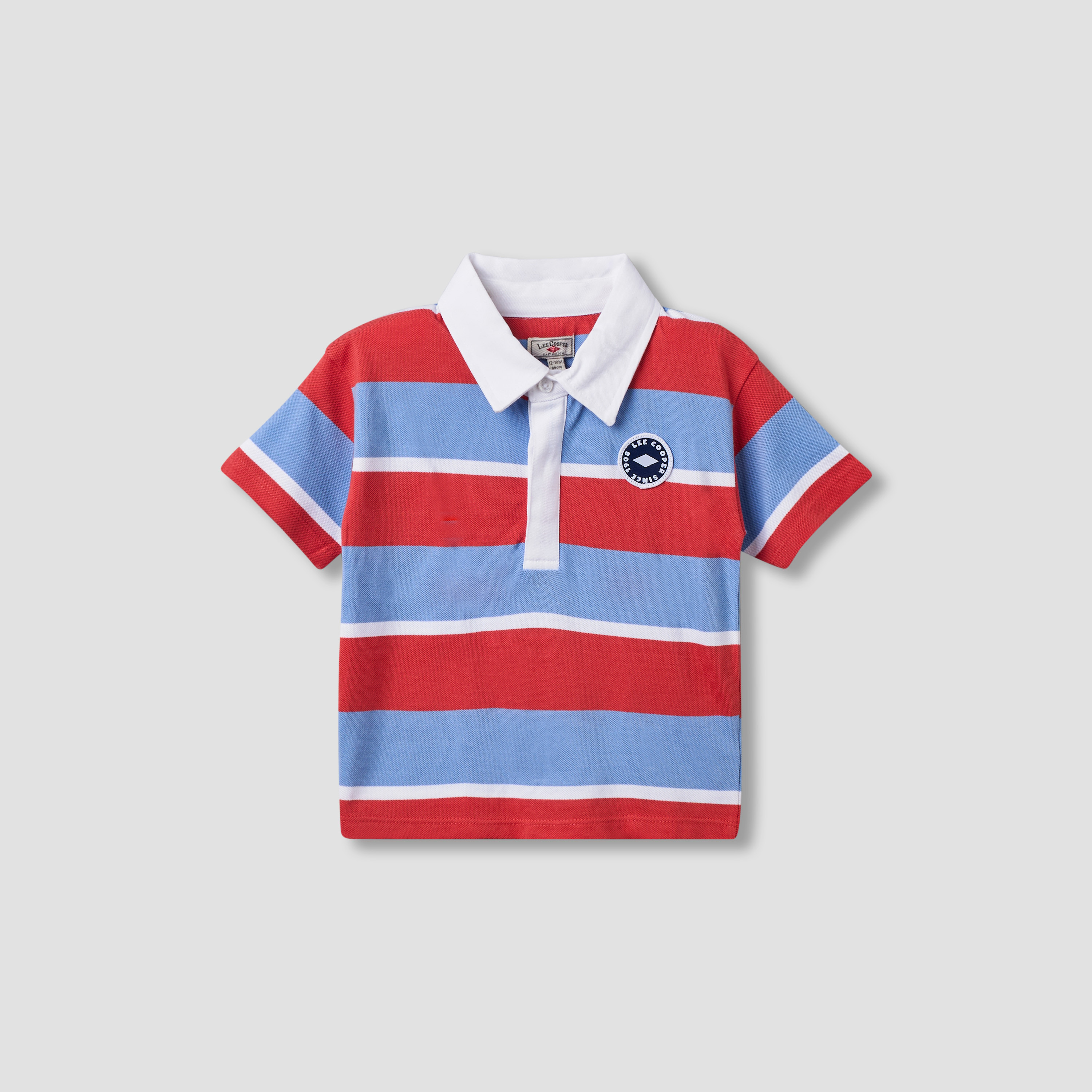 Lee Cooper Polo Collar Short T-Shirt with Stripes-baby-boys-clothing-tshirtsandpolos-image-1