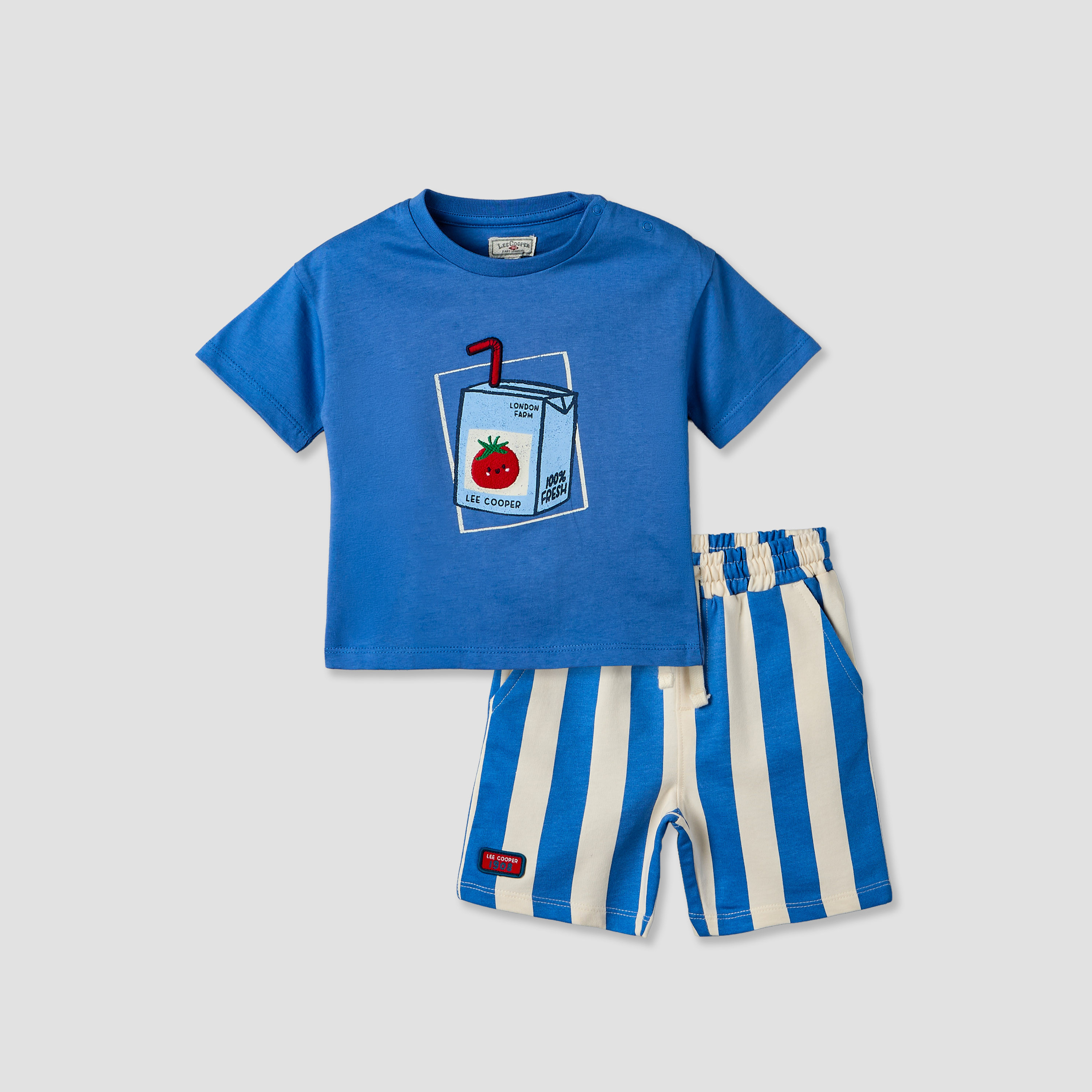 Lee Cooper Crew Neck Short Sleeves T-shirt and Shorts Set with Graphic Print-baby-boys-clothing-setsandcoords-image-2