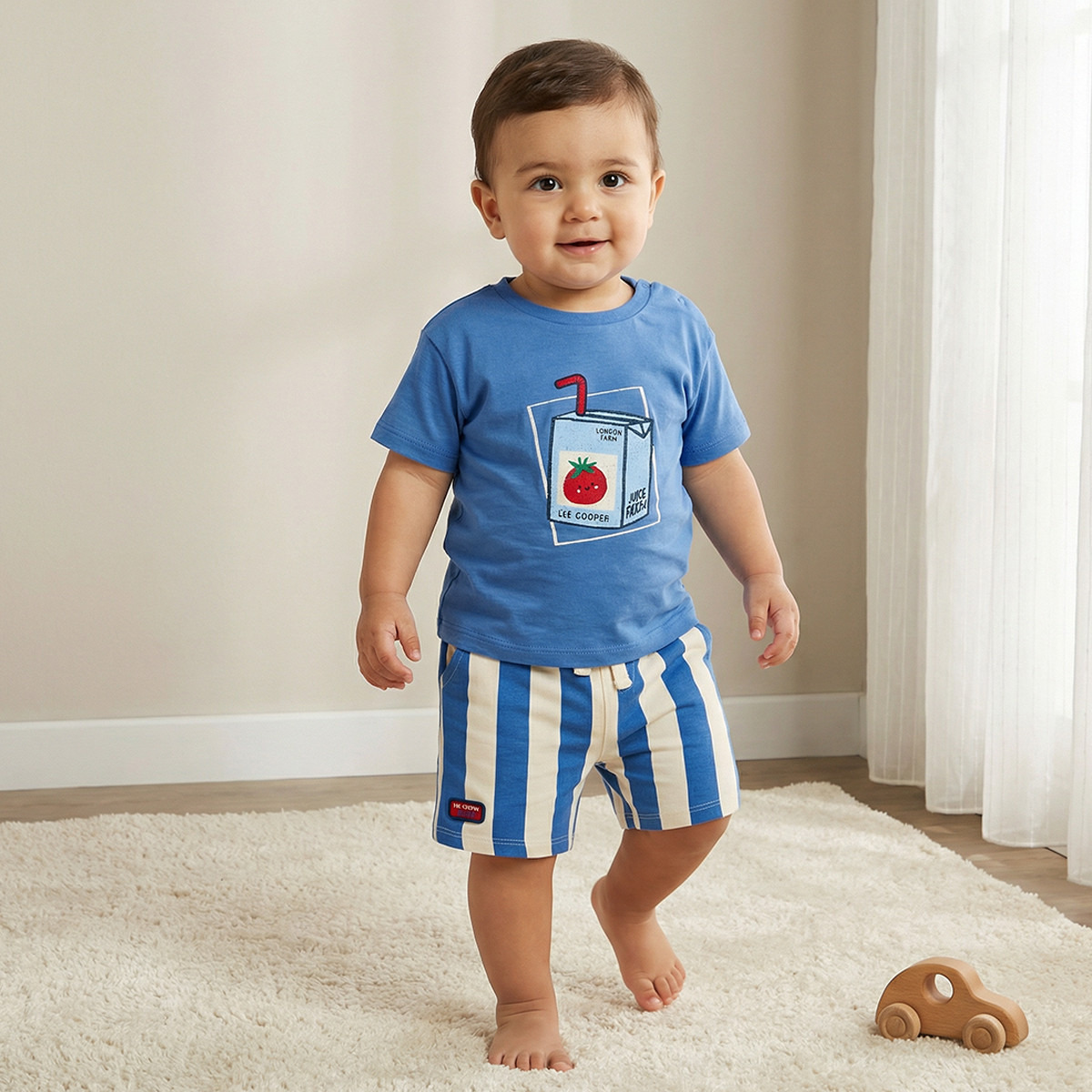 Lee Cooper Crew Neck Short Sleeves T-shirt and Shorts Set with Graphic Print-baby-boys-clothing-setsandcoords-image-1