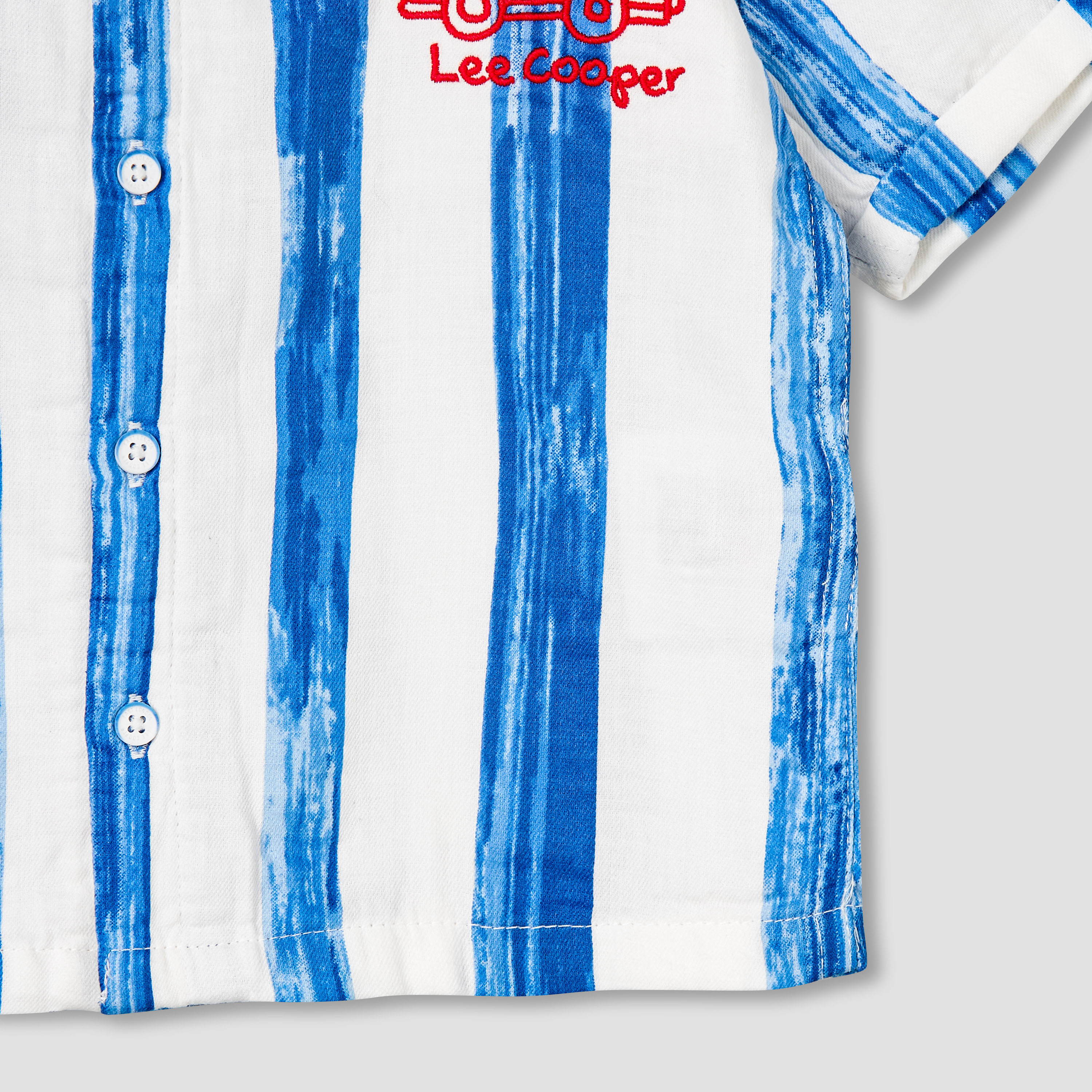 طقم قميص بأكمام قصيرة بياقة كامب وشورت بطبعات مخططة من لي كوبر-baby-boys-clothing-setsandcoords-image-6