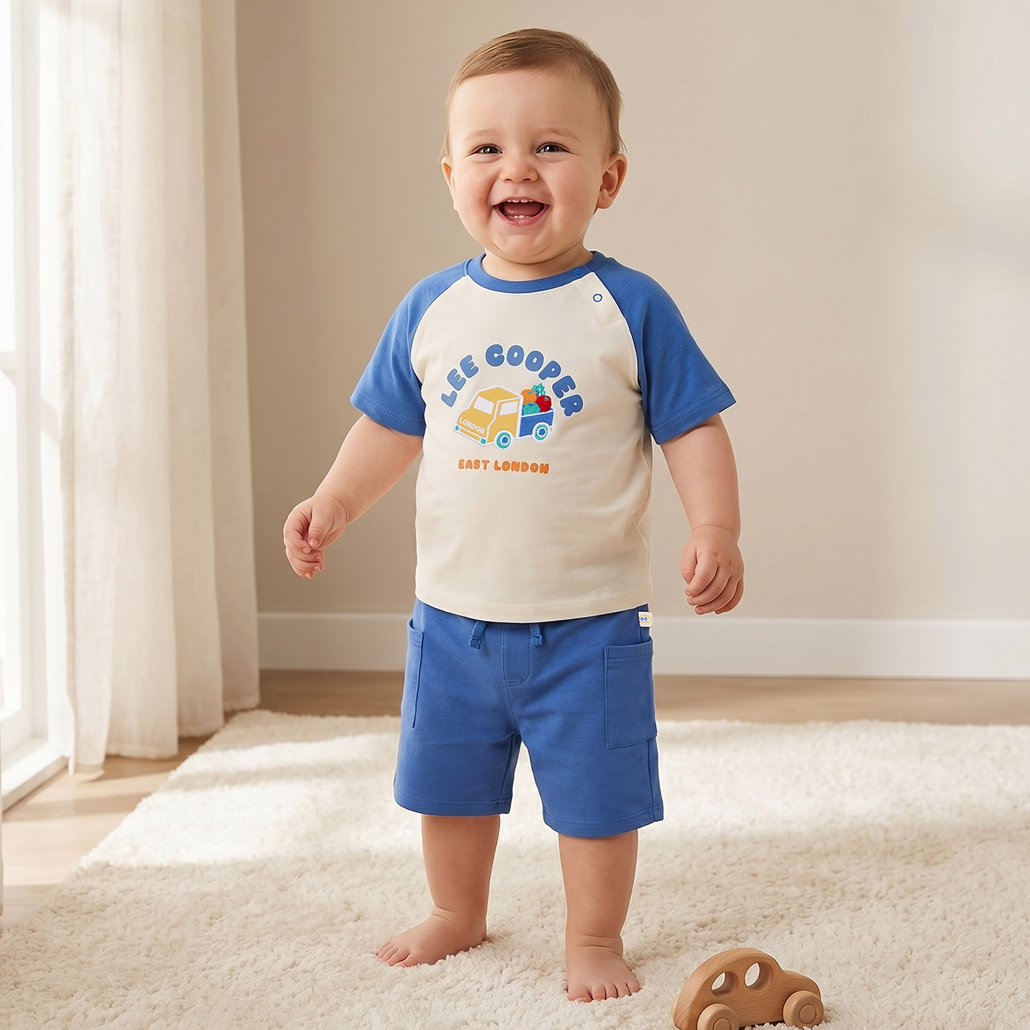 Lee Cooper Crew Neck Short Sleeves T-shirt and Shorts Set with Graphic Print-baby-boys-clothing-setsandcoords-image-1