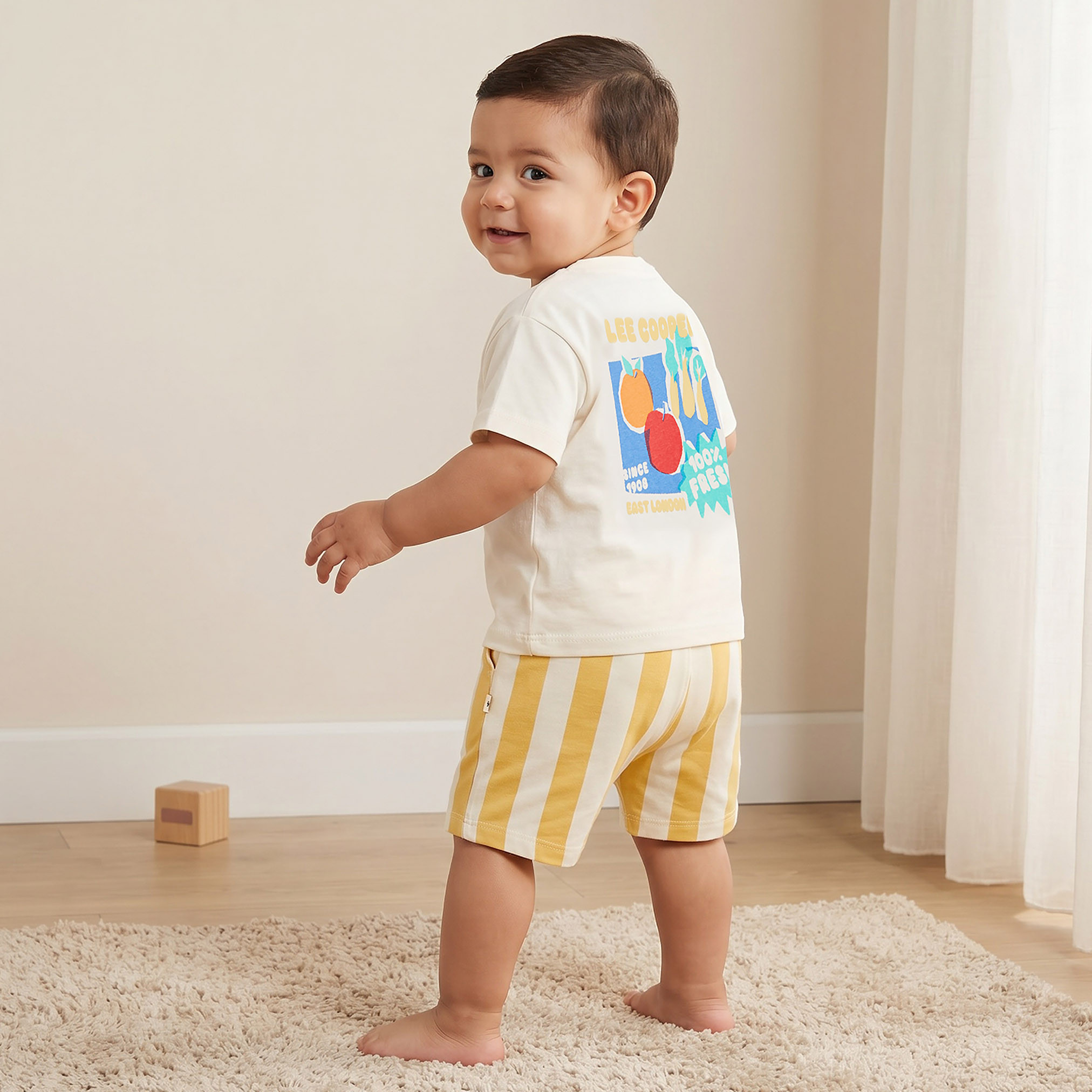 Lee Cooper Crew Neck Short Sleeves T-shirt and Shorts Set with Graphic Print-baby-boys-clothing-setsandcoords-image-1