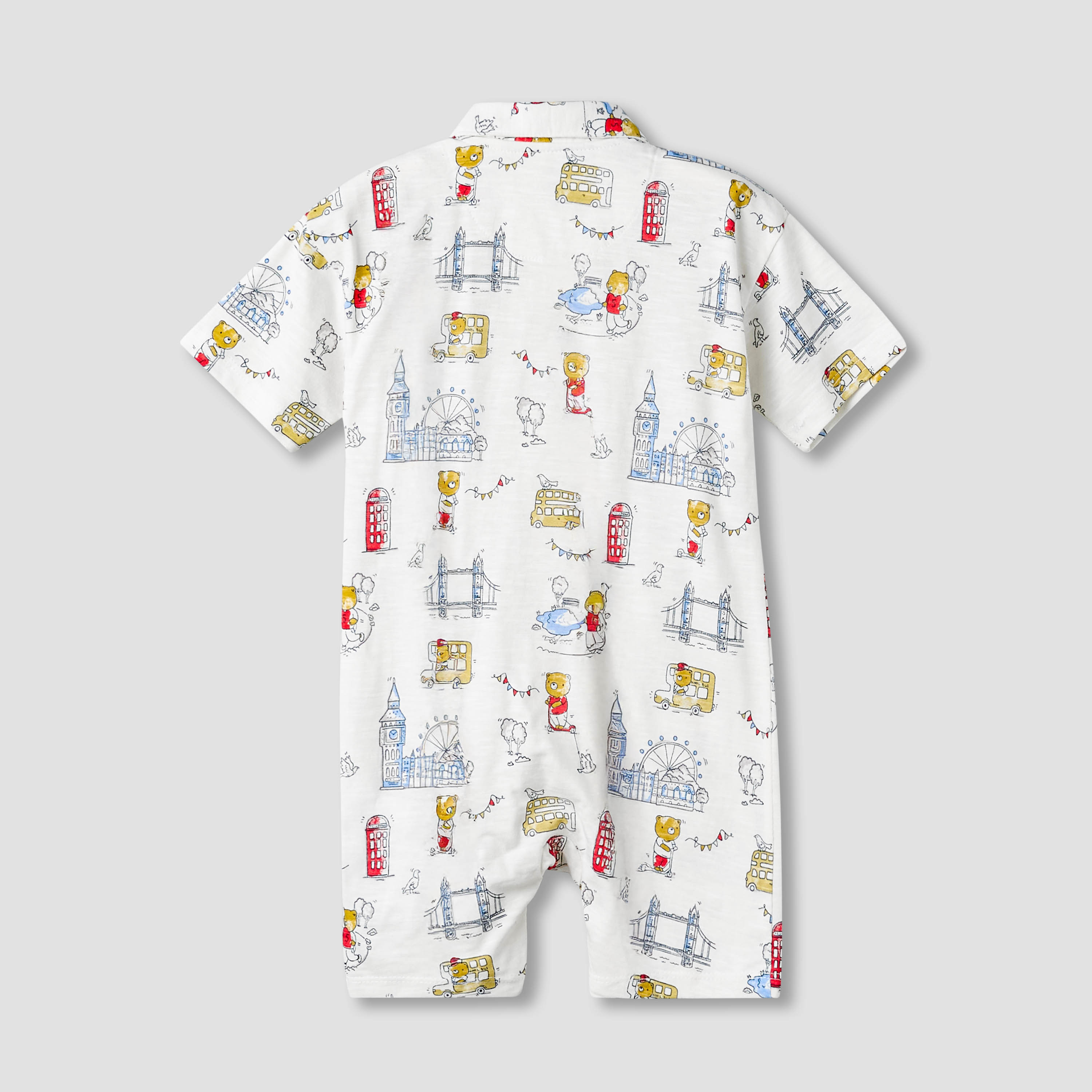 Lee Cooper Collared Short Sleeves Romper with Bear Print-baby-boys-clothing-rompers-image-3
