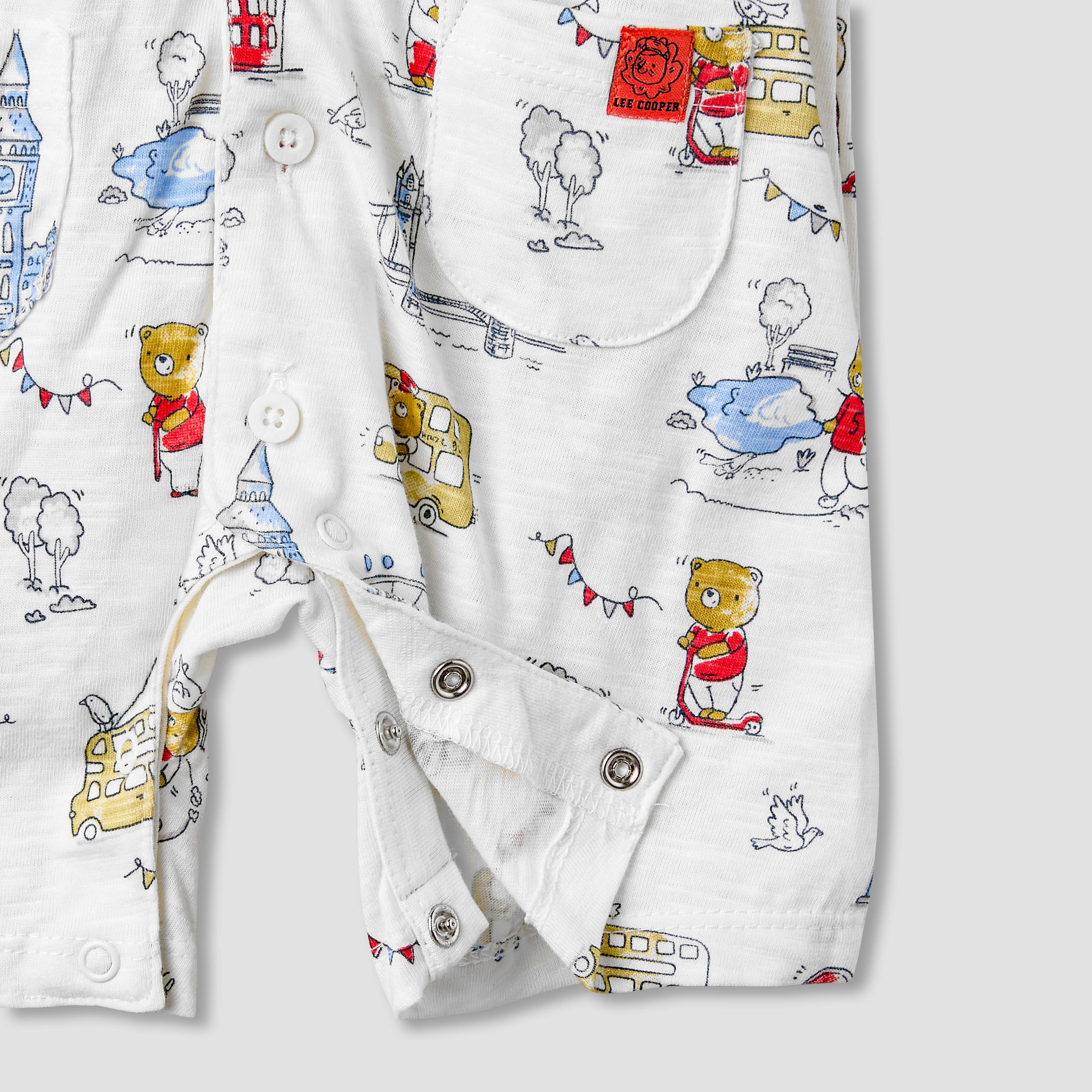 Lee Cooper Collared Short Sleeves Romper with Bear Print-baby-boys-clothing-rompers-image-5