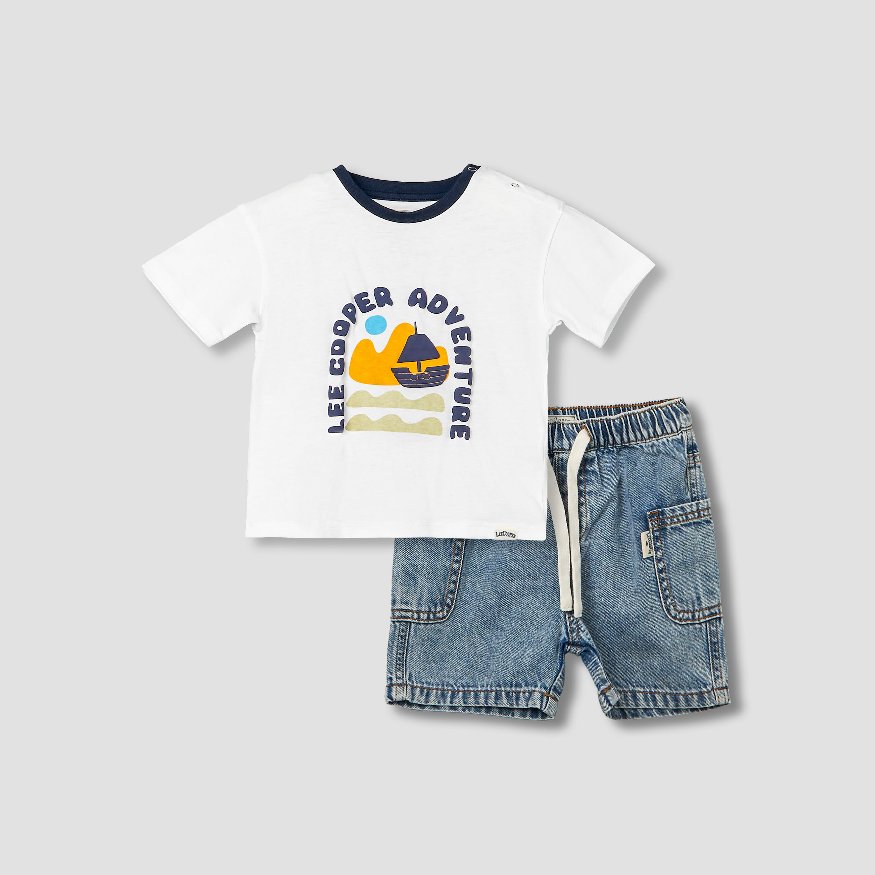 Lee Cooper Crew Neck Short Sleeves T-shirt and Shorts Set with Drawstring Closure-baby-boys-clothing-setsandcoords-image-2