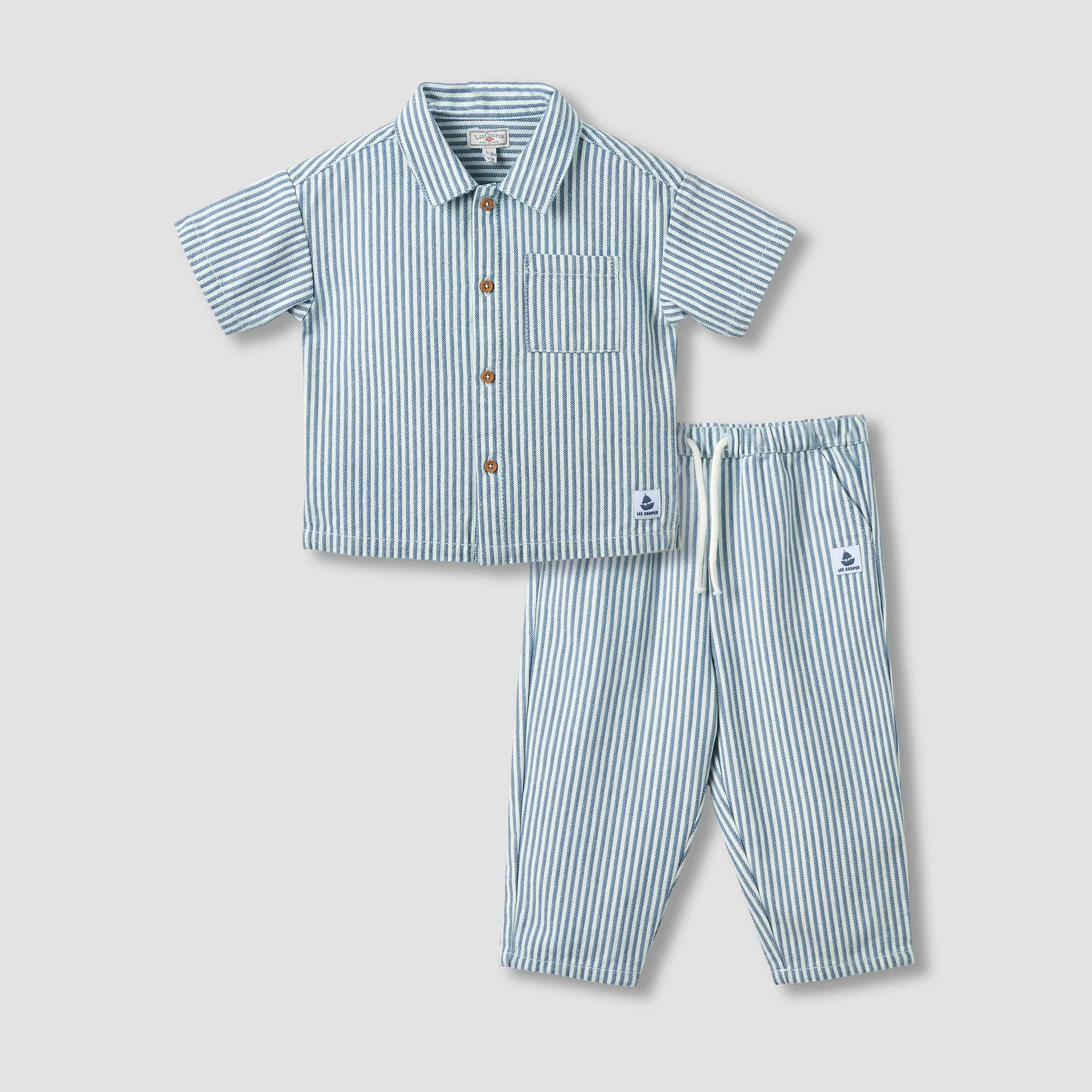 Lee Cooper Collared Short Sleeves Shirt and Pants Set with Pockets-baby-boys-clothing-setsandcoords-image-2