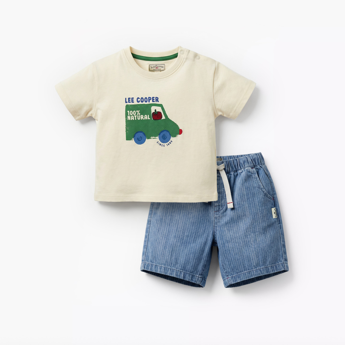 Lee Cooper Crew Neck Short Sleeves T-shirt and Shorts Set with Graphic Print-baby-boys-clothing-setsandcoords-image-2