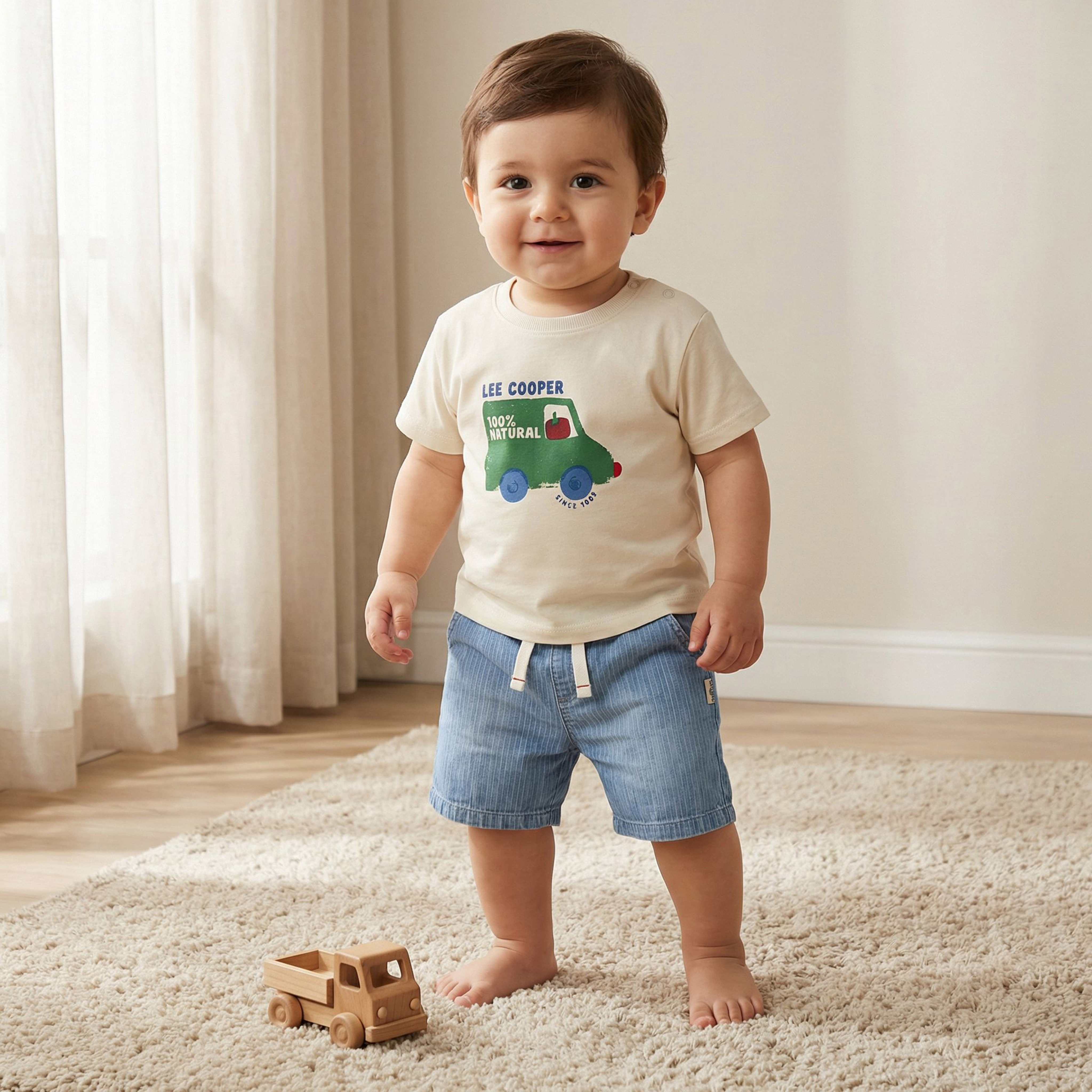 Lee Cooper Crew Neck Short Sleeves T-shirt and Shorts Set with Graphic Print-baby-boys-clothing-setsandcoords-image-1