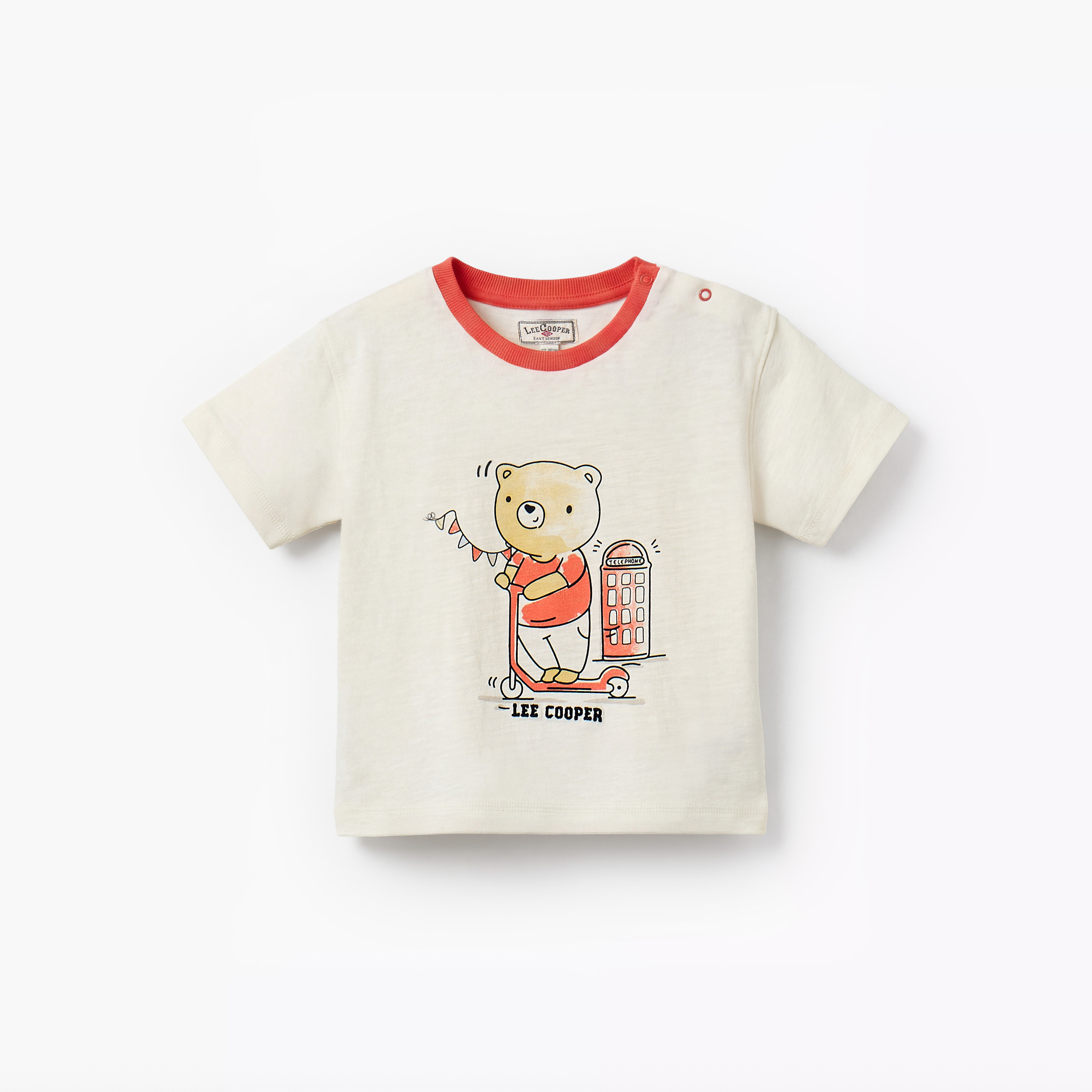 Lee Cooper Crew Neck Short Sleeves T-shirt and Denim Shorts Sets with Bear Print-baby-boys-clothing-setsandcoords-image-2