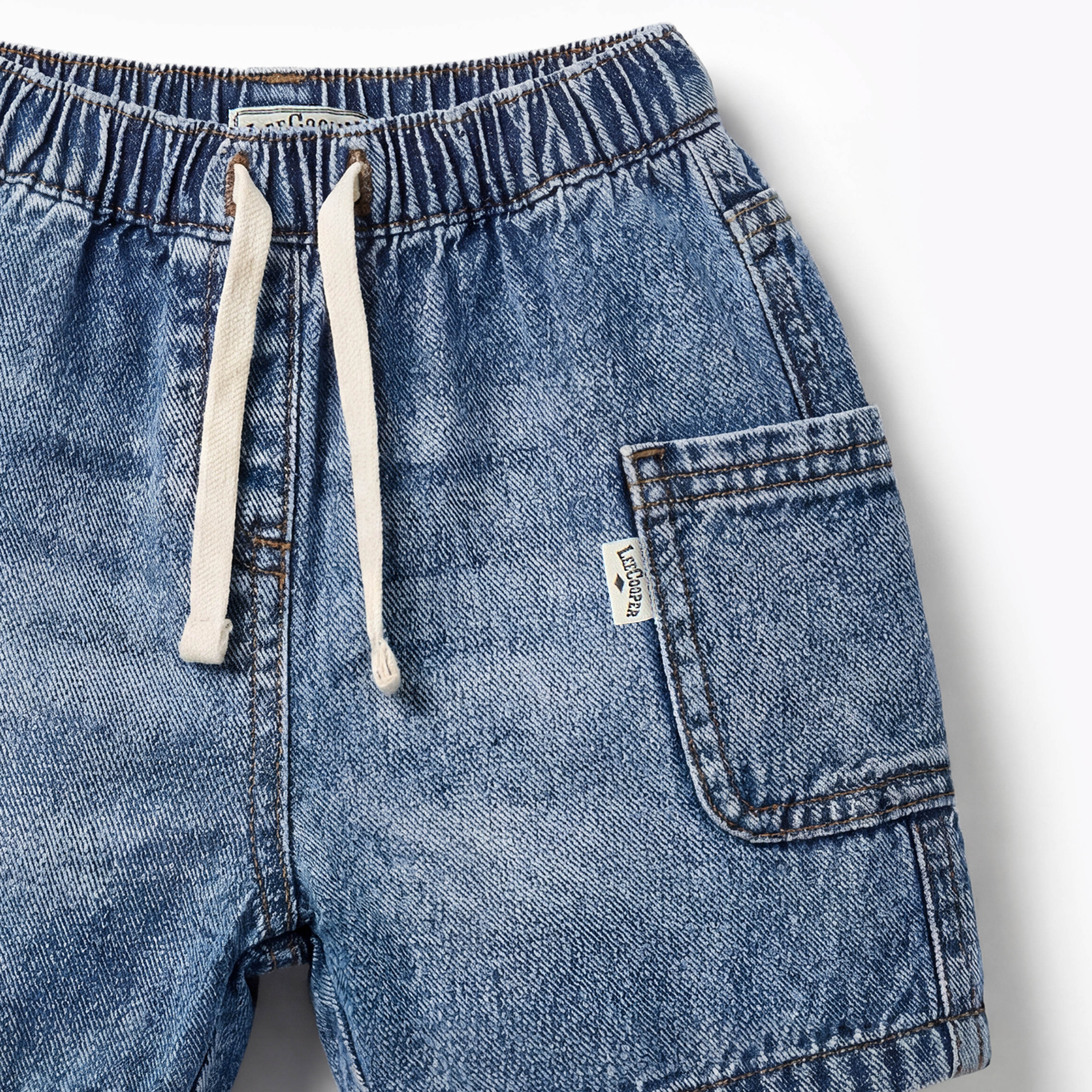 Lee Cooper Crew Neck Short Sleeves T-shirt and Denim Shorts Sets with Bear Print-baby-boys-clothing-setsandcoords-image-4