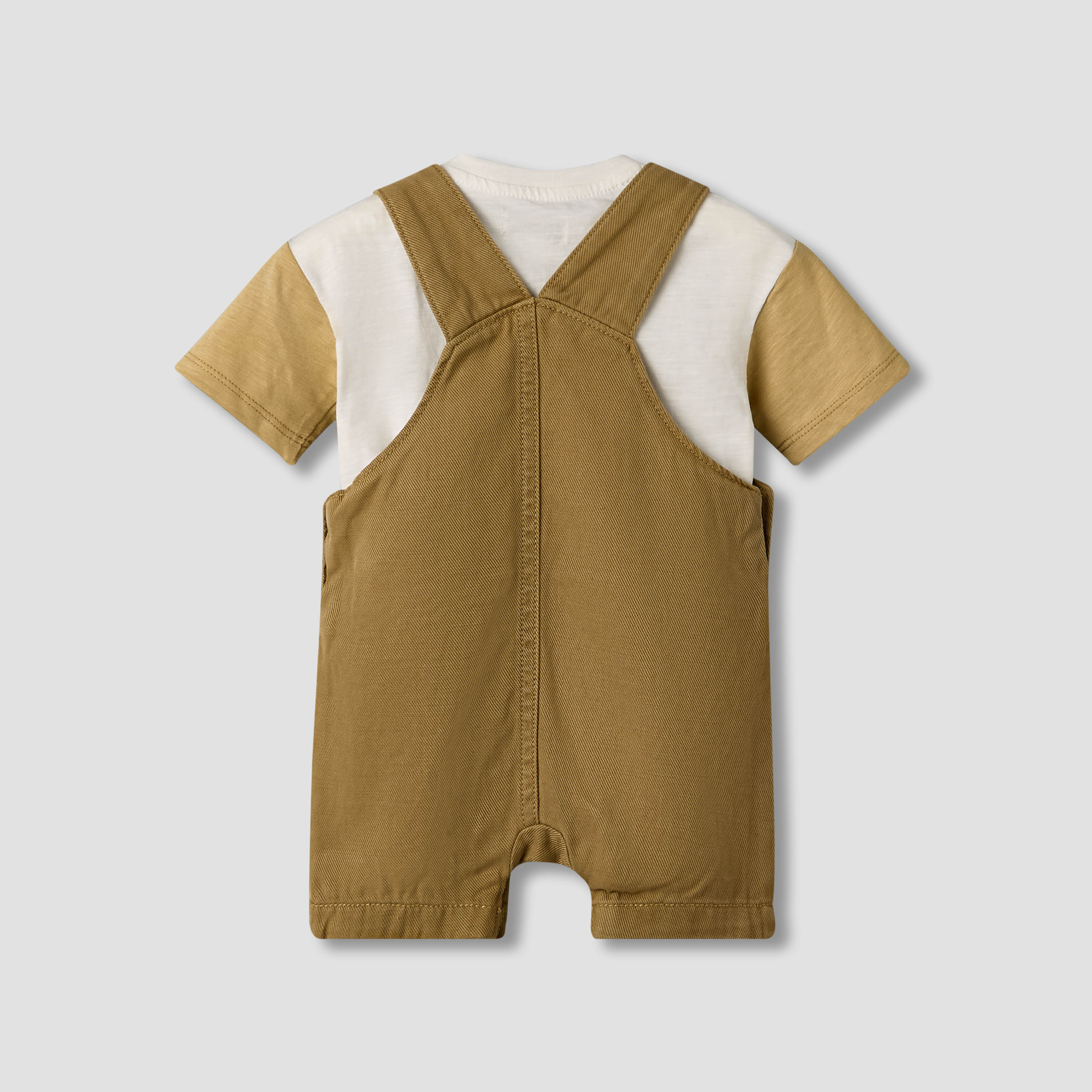 Lee Cooper Crew Neck Short Sleeve T-shirt and Dungaree Set with Button Closure-baby-boys-clothing-setsandcoords-image-3