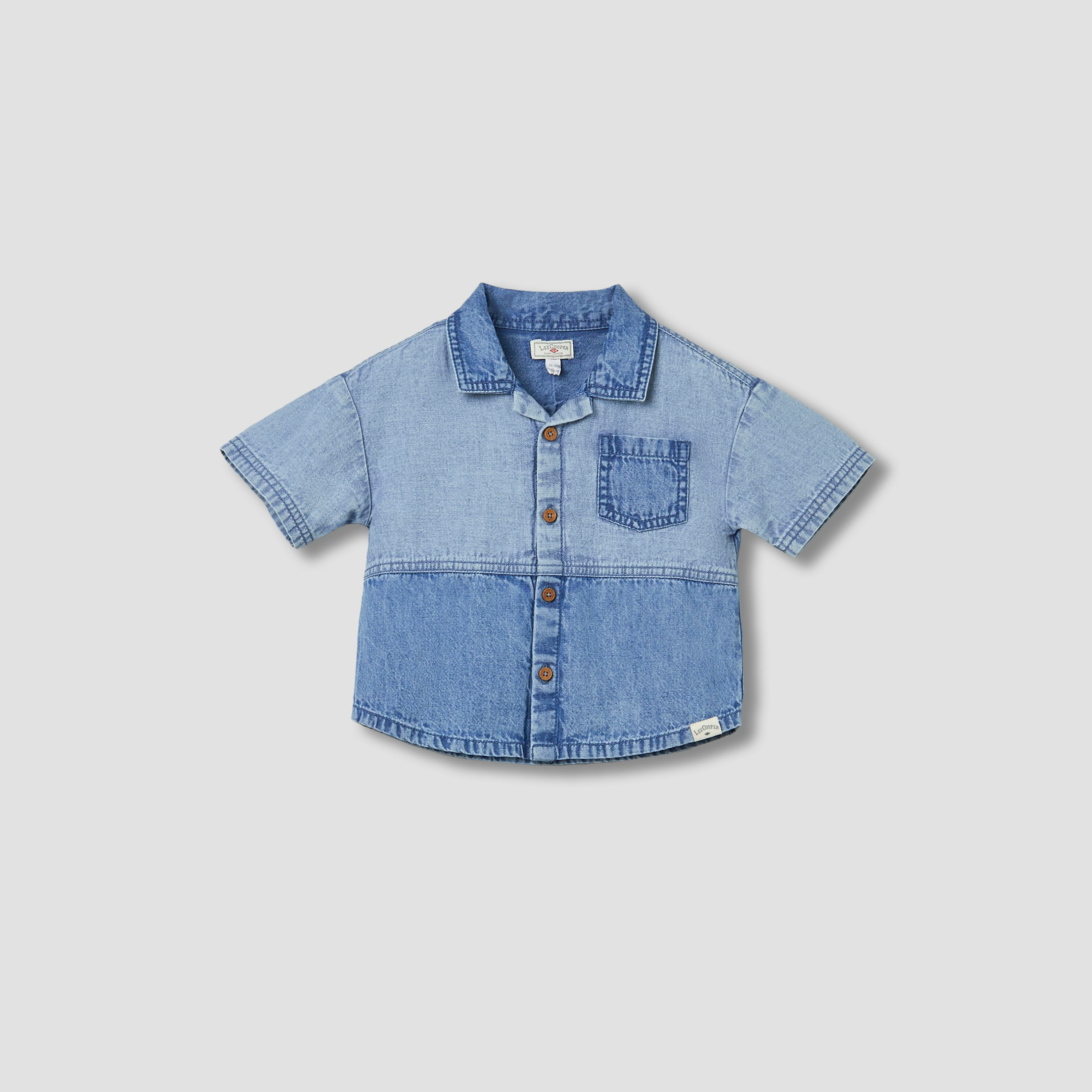 Lee Cooper Collared Short Sleeves Denim Shirt and Shorts Set-baby-boys-clothing-setsandcoords-image-3