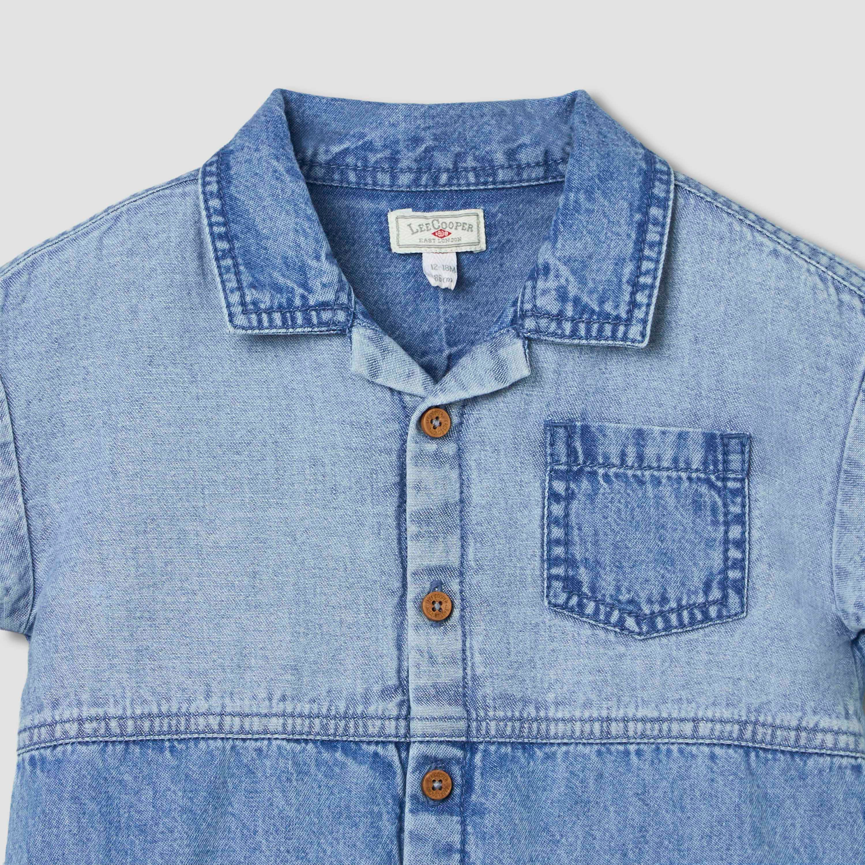 Lee Cooper Collared Short Sleeves Denim Shirt and Shorts Set-baby-boys-clothing-setsandcoords-image-7