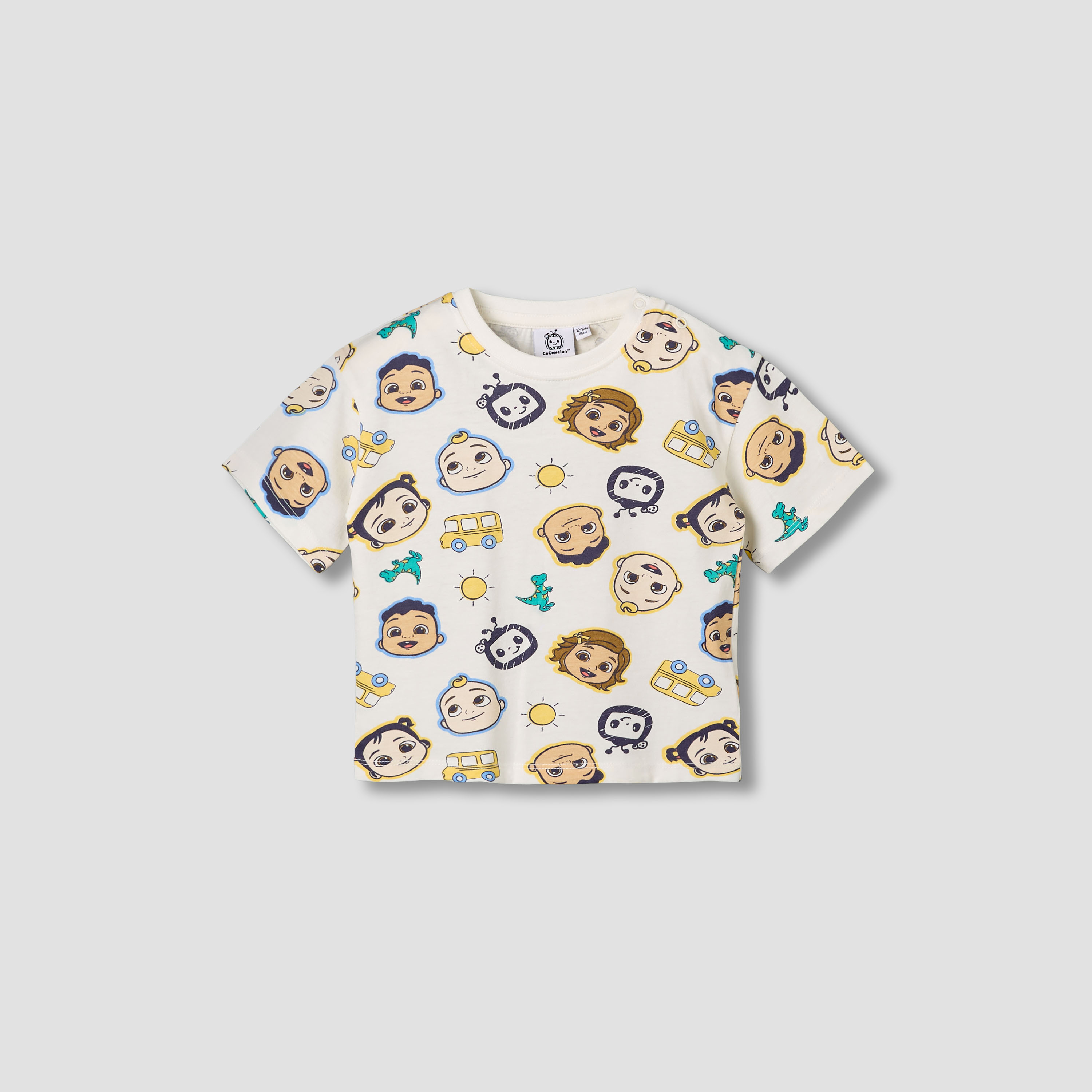 Crew Neck Short Sleeves T-shirt and Shorts Set with Cocomelon Print-baby-boys-clothing-setsandcoords-image-3