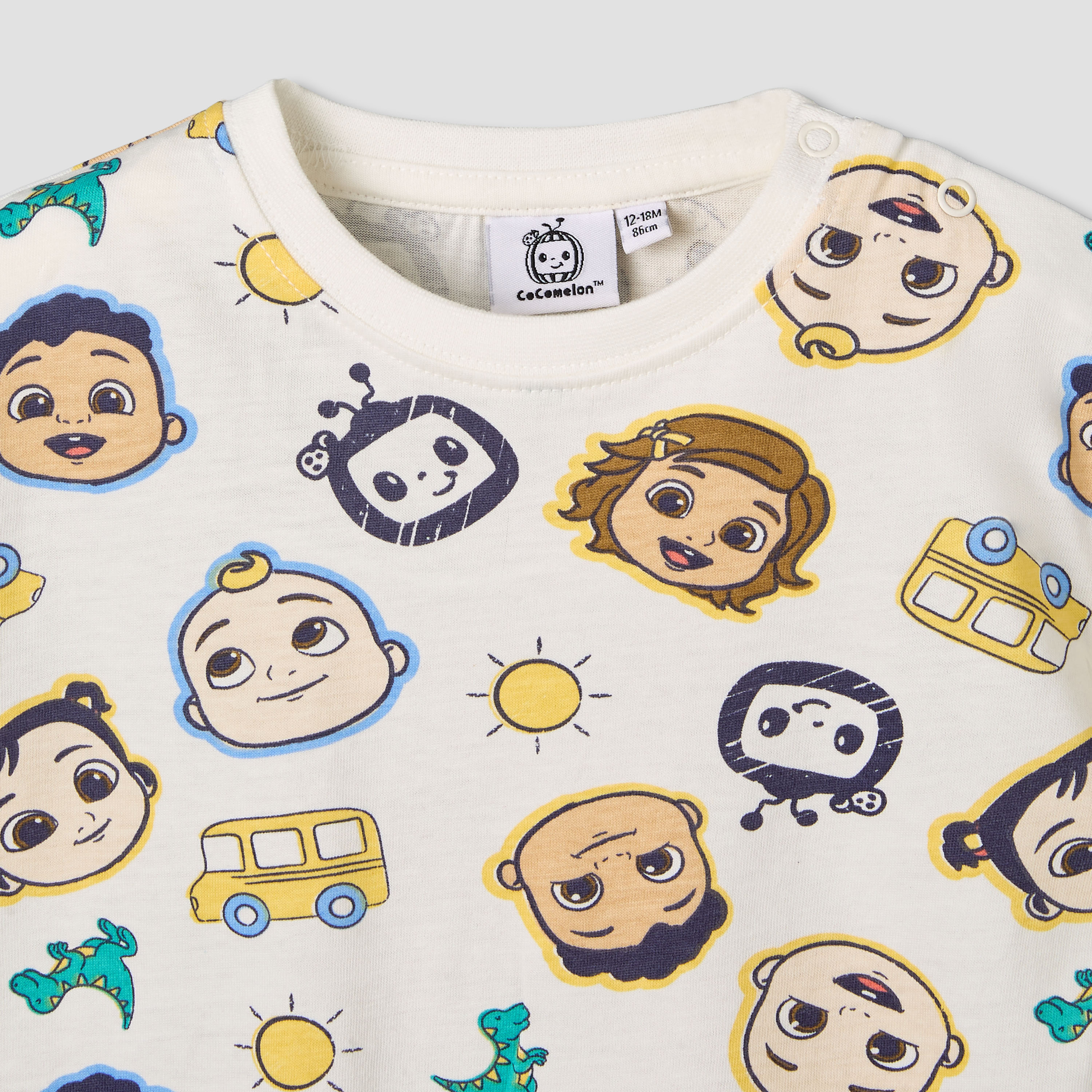 Crew Neck Short Sleeves T-shirt and Shorts Set with Cocomelon Print-baby-boys-clothing-setsandcoords-image-5