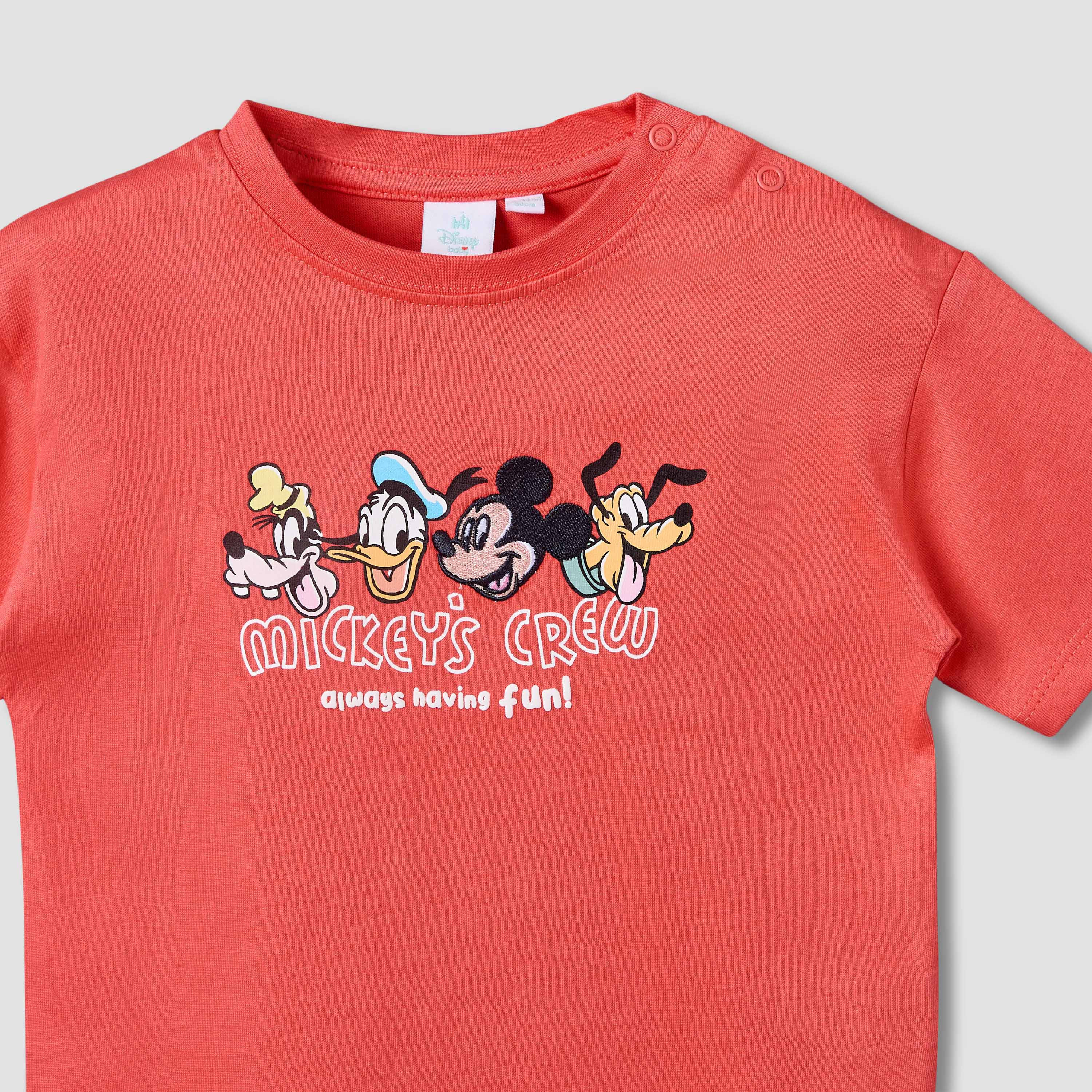 Disney Round Neck Short Sleeves T-shirt with Mickey Mouse and Friends Print-baby-boys-clothing-tshirtsandpolos-image-4