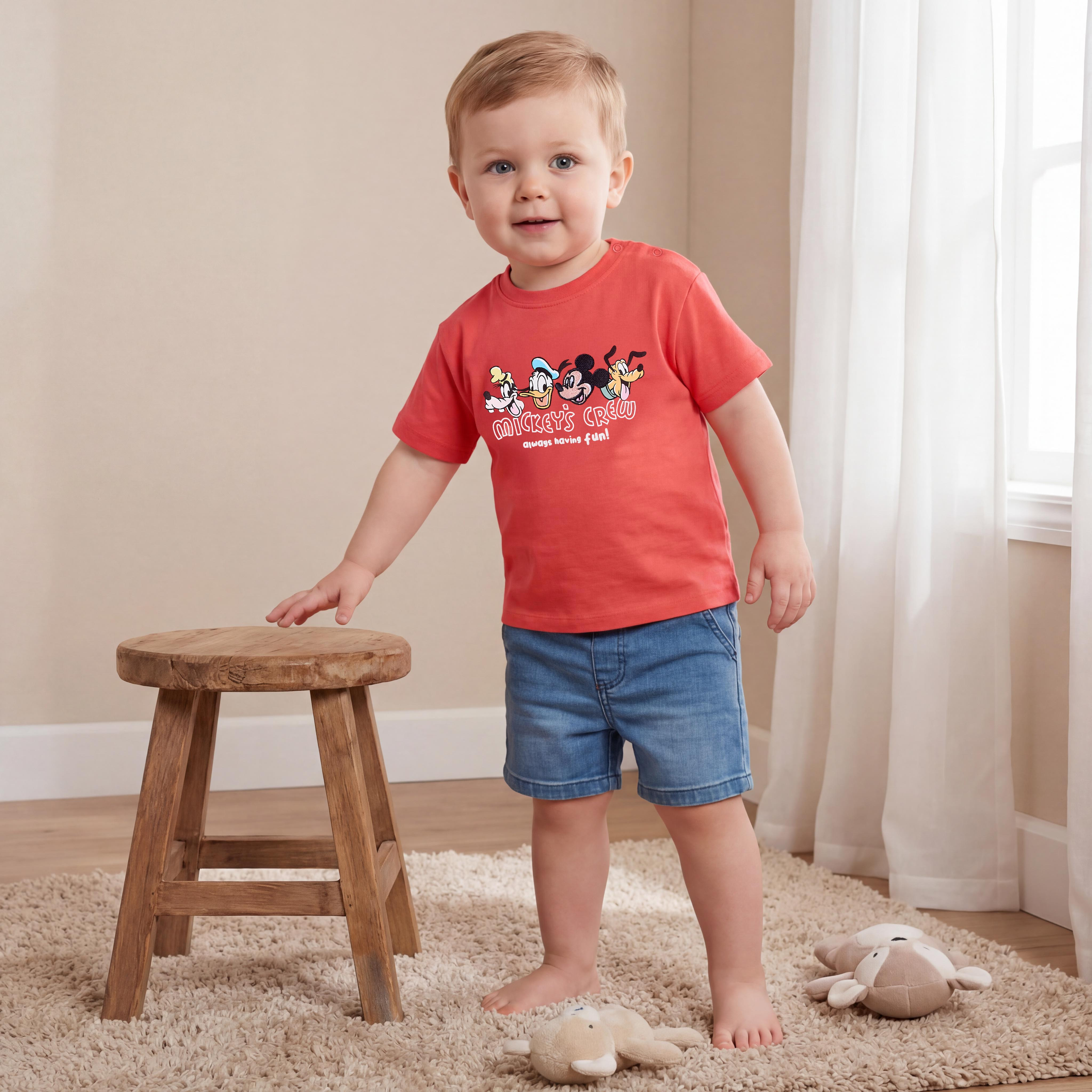 Disney Round Neck Short Sleeves T-shirt with Mickey Mouse and Friends Print-baby-boys-clothing-tshirtsandpolos-image-1